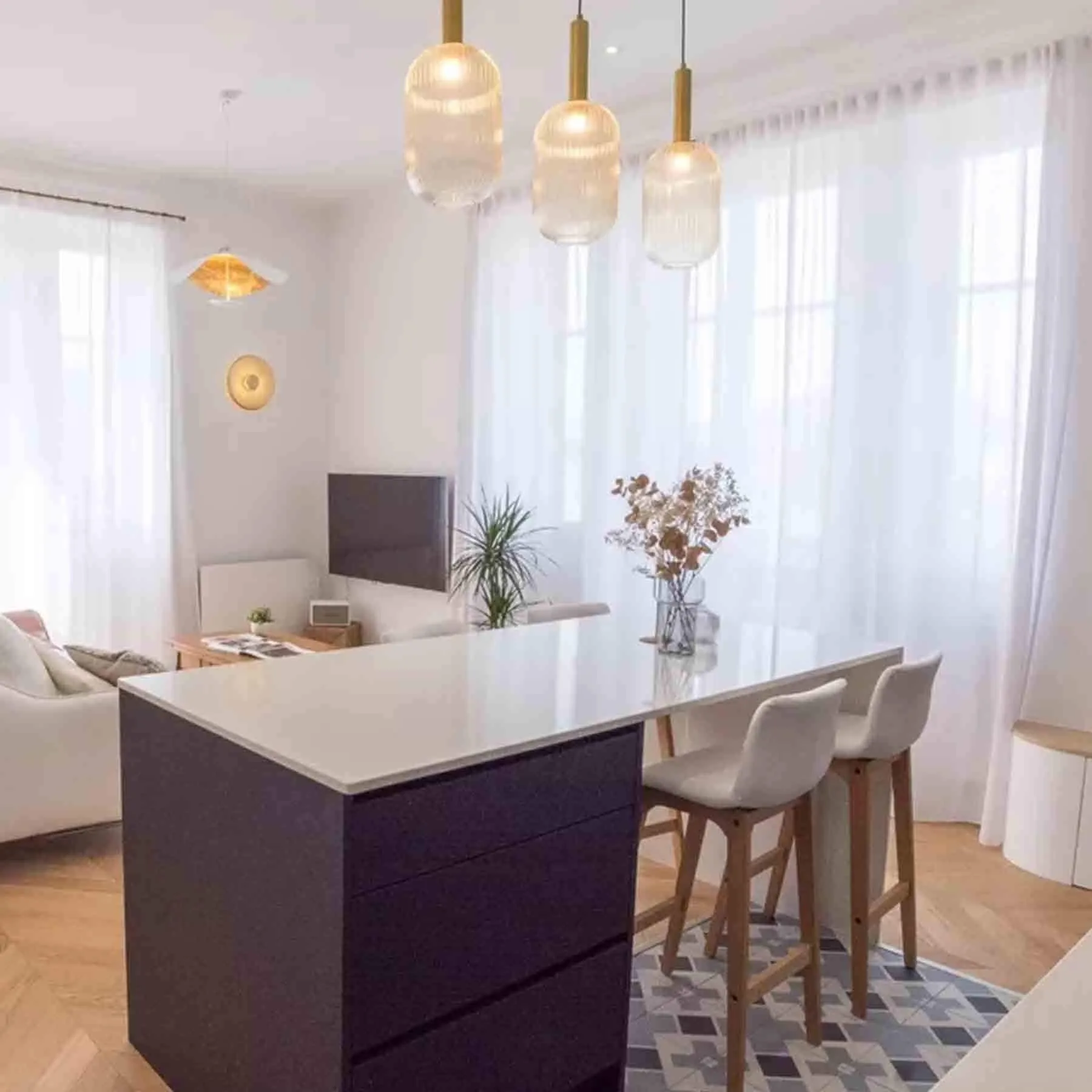 Cylindrical Pendant Light - Glass with Gold