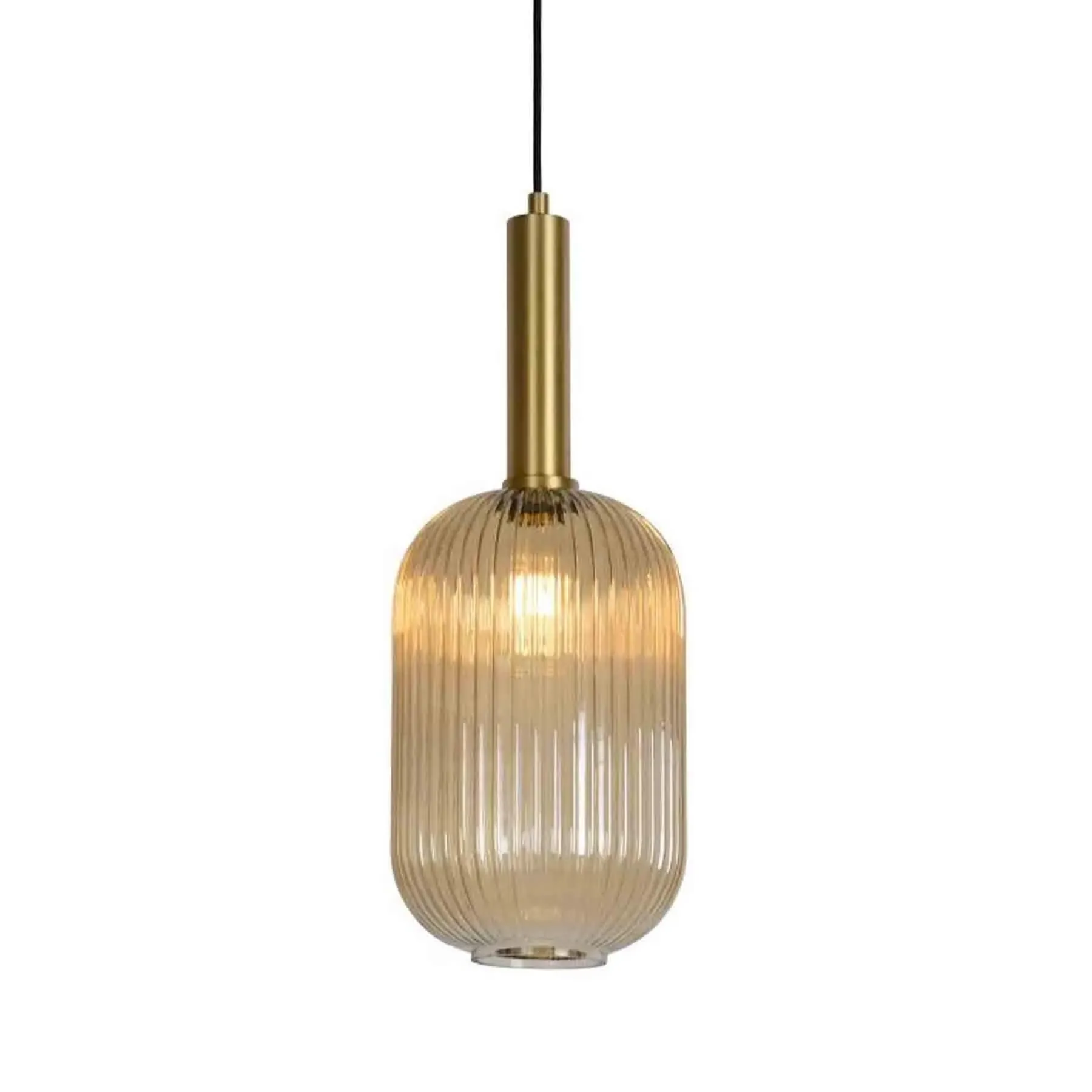 Cylindrical Pendant Light - Glass with Gold image