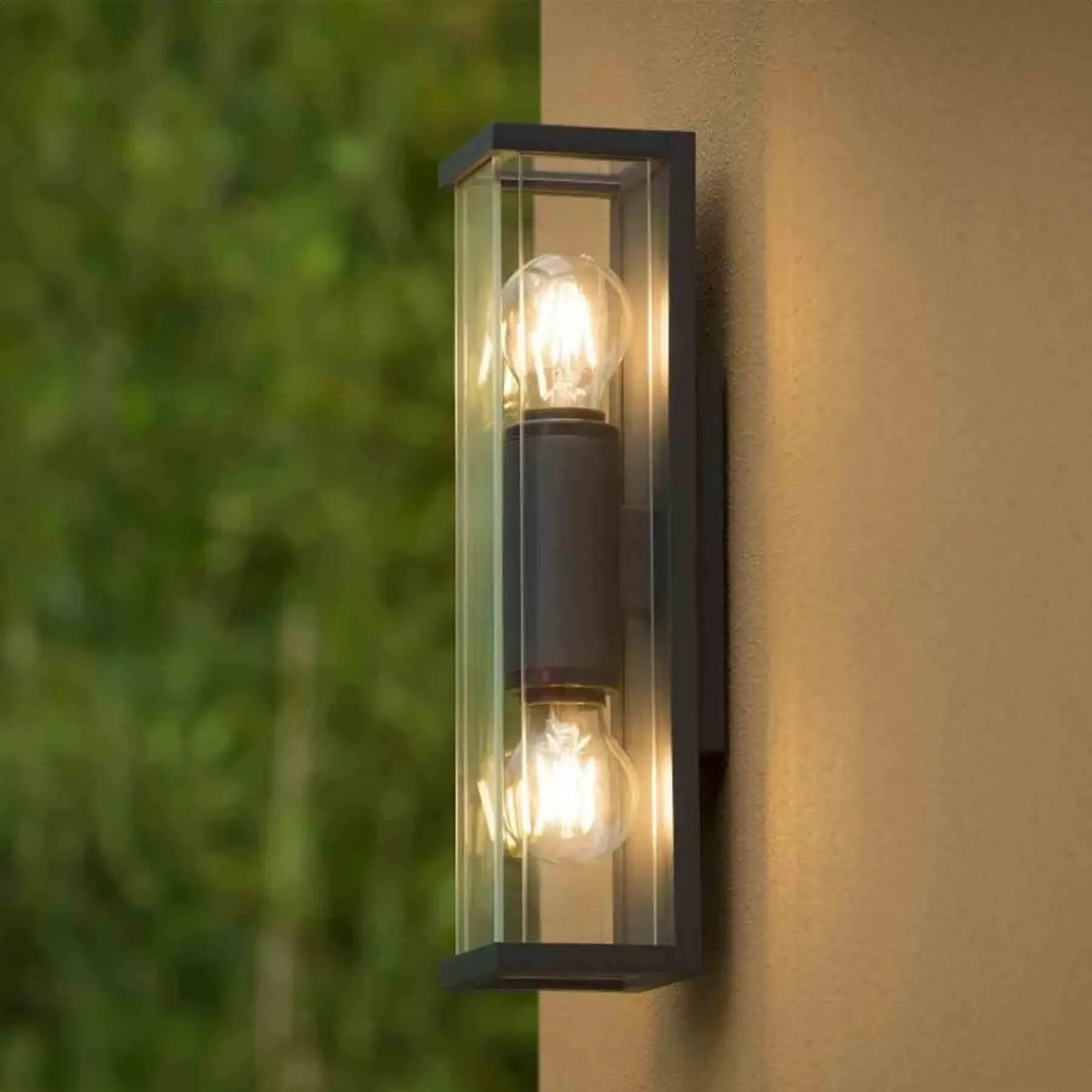 Double Outdoor Wall Light - Black, Metal