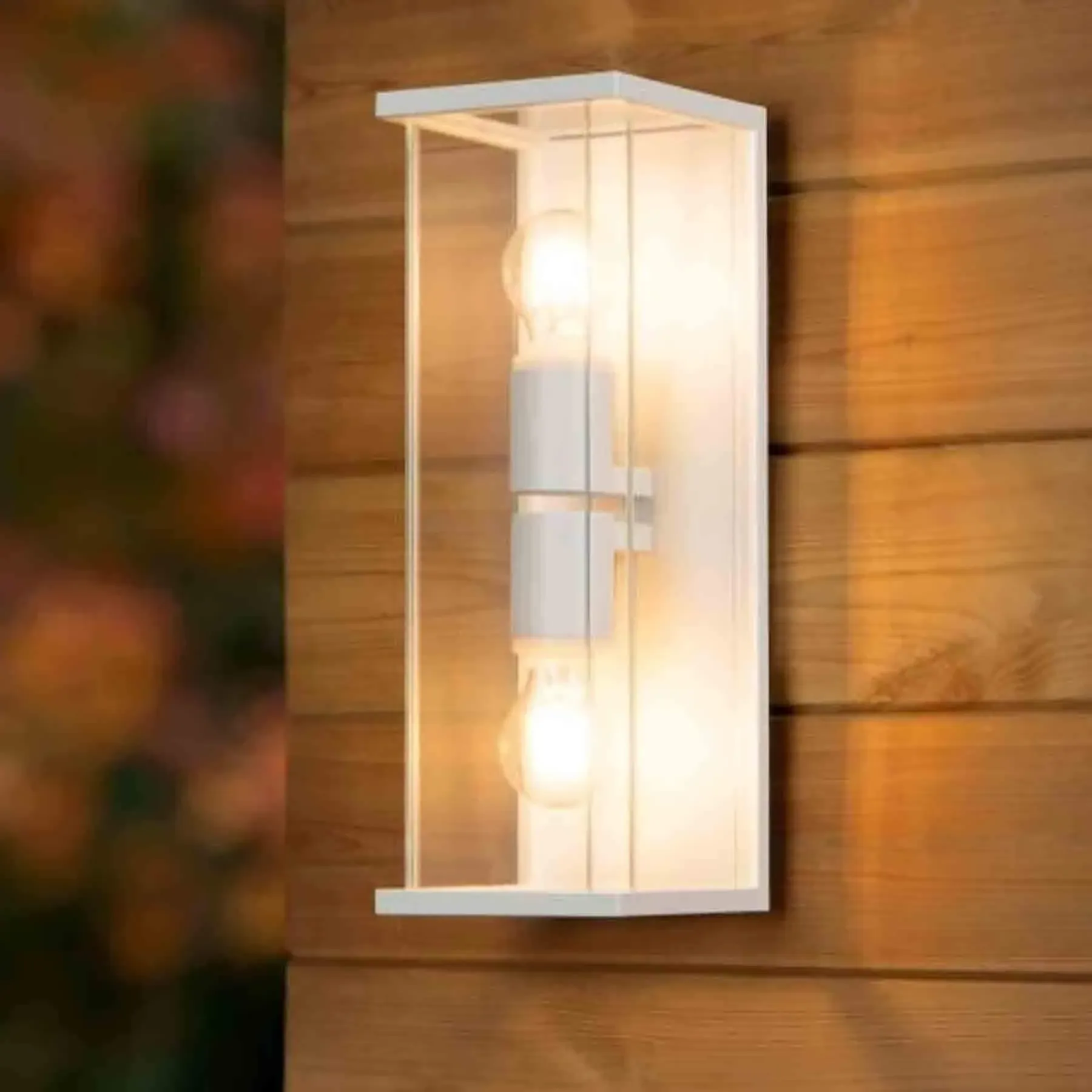 Double Outdoor Wall Light - White, Metal