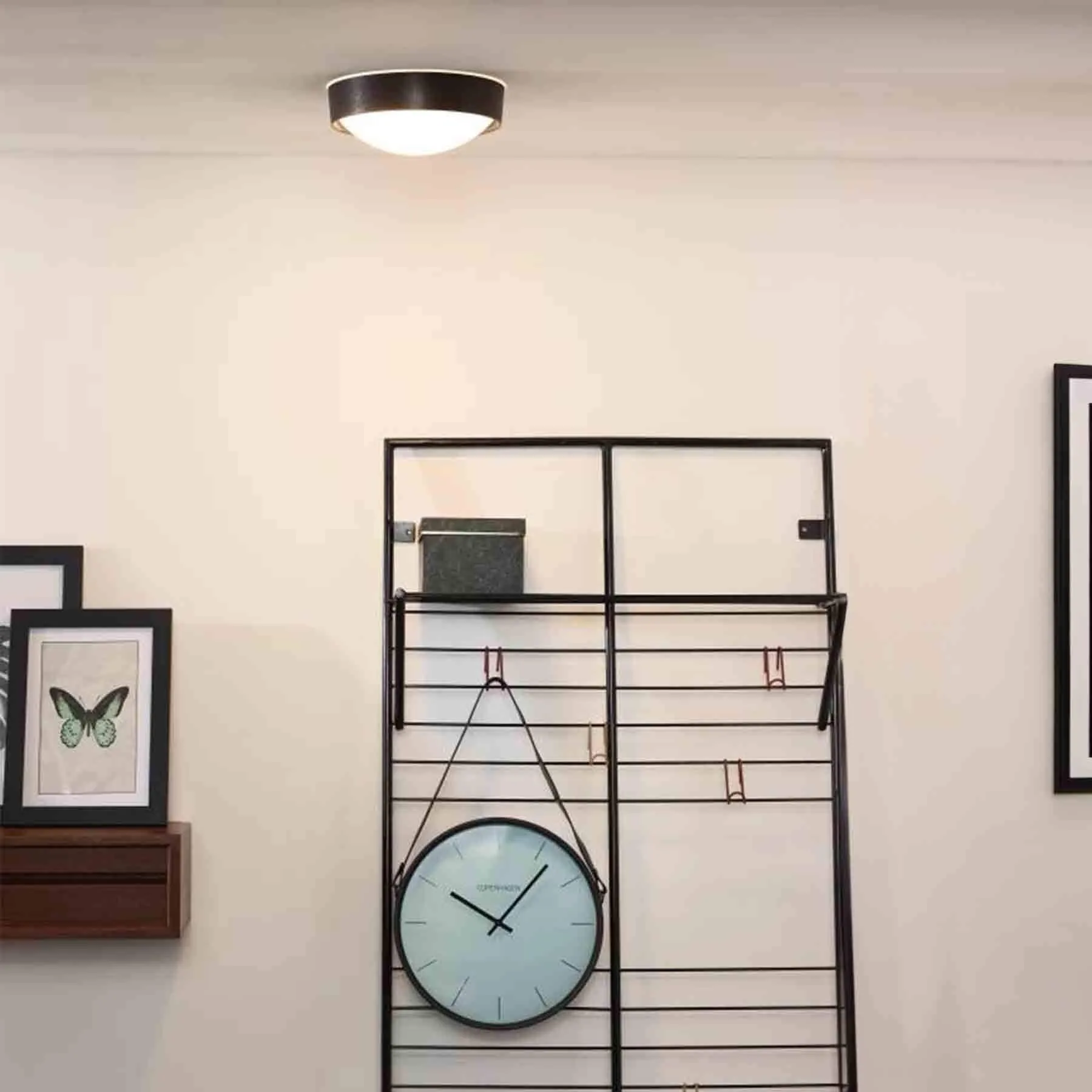 Flush Ceiling Light - White, Metal