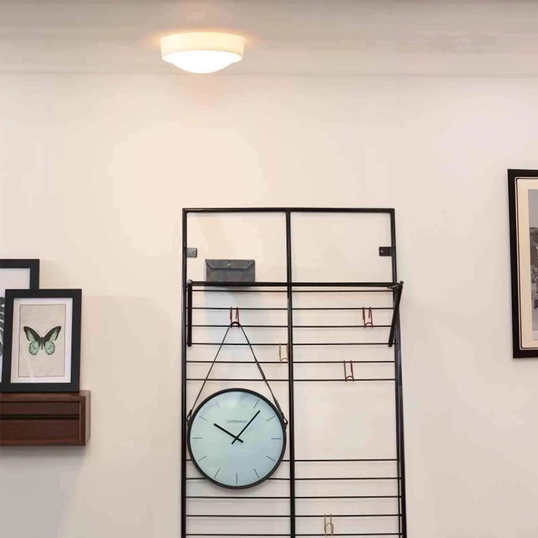 Flush Ceiling Light - White, Metal