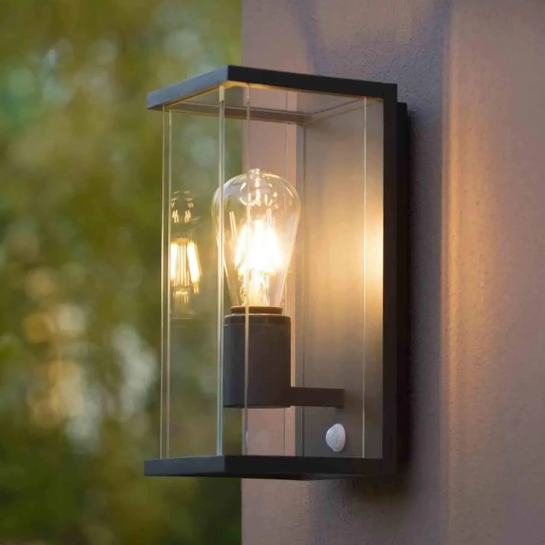 Outdoor Wall Light with Motion Sensor - Black, Metal
