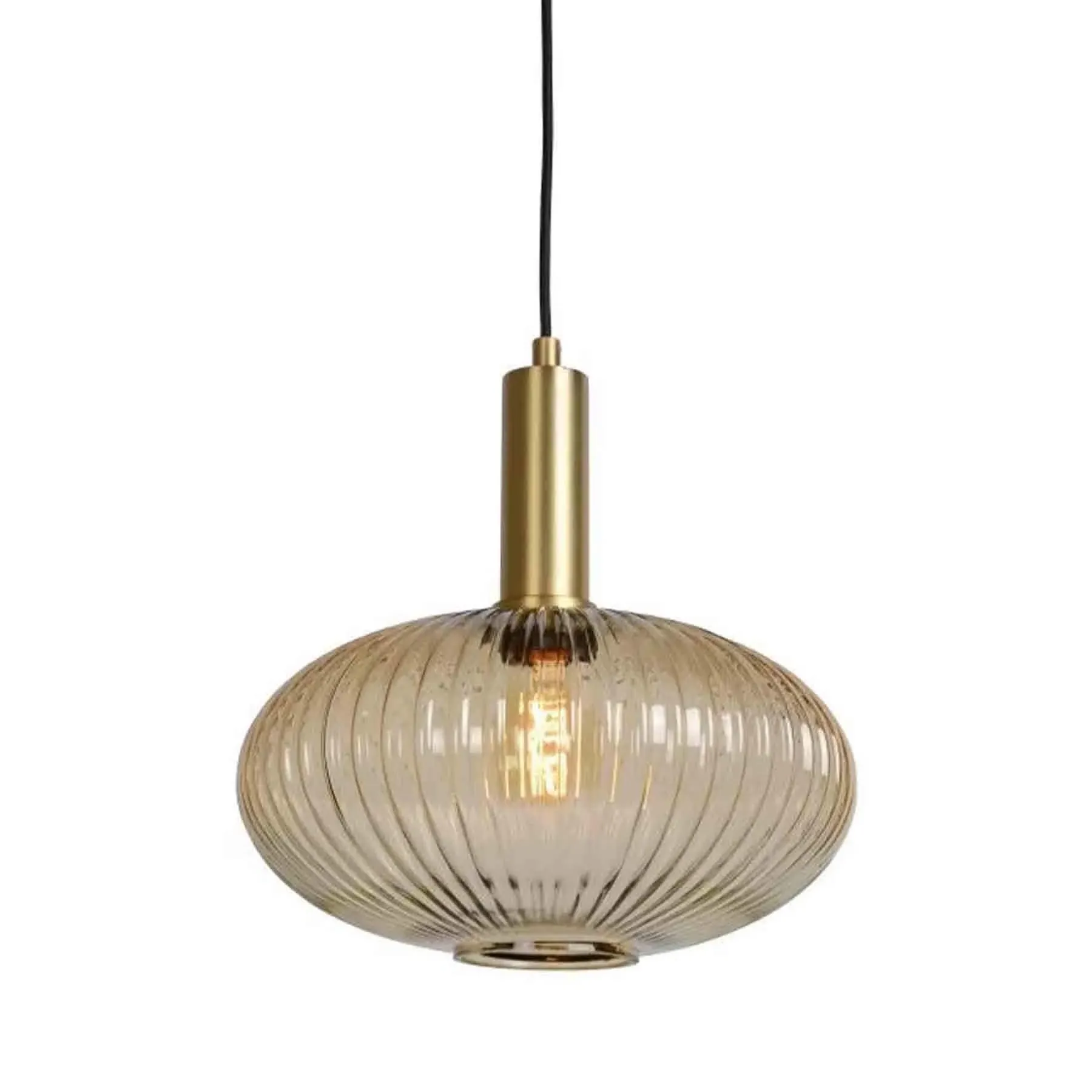 Saucer Pendant Light - Glass with Gold