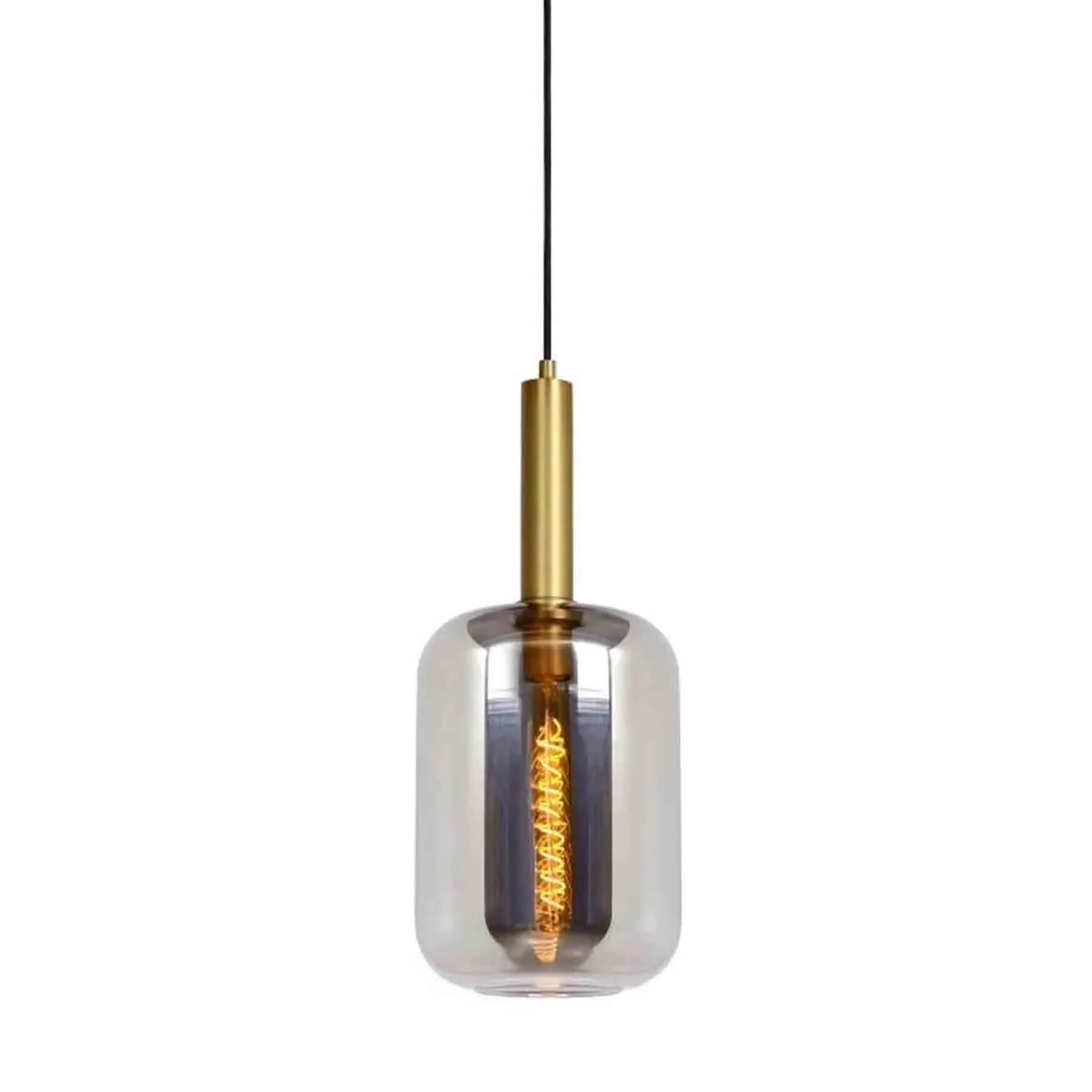 Small Pendant Light with Dimmer - Fumé, Glass