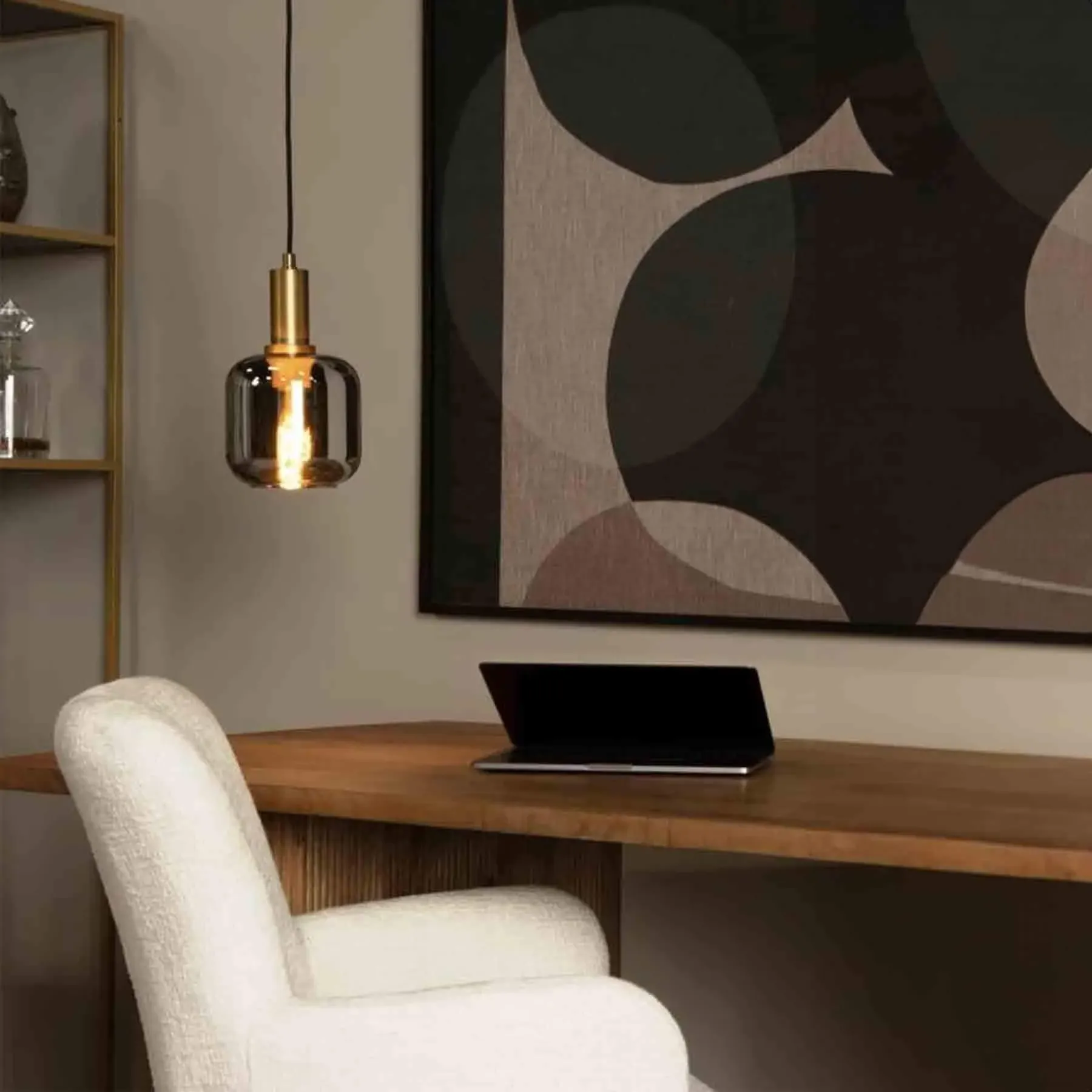 Small Pendant Light with Dimmer - Fumé, Glass