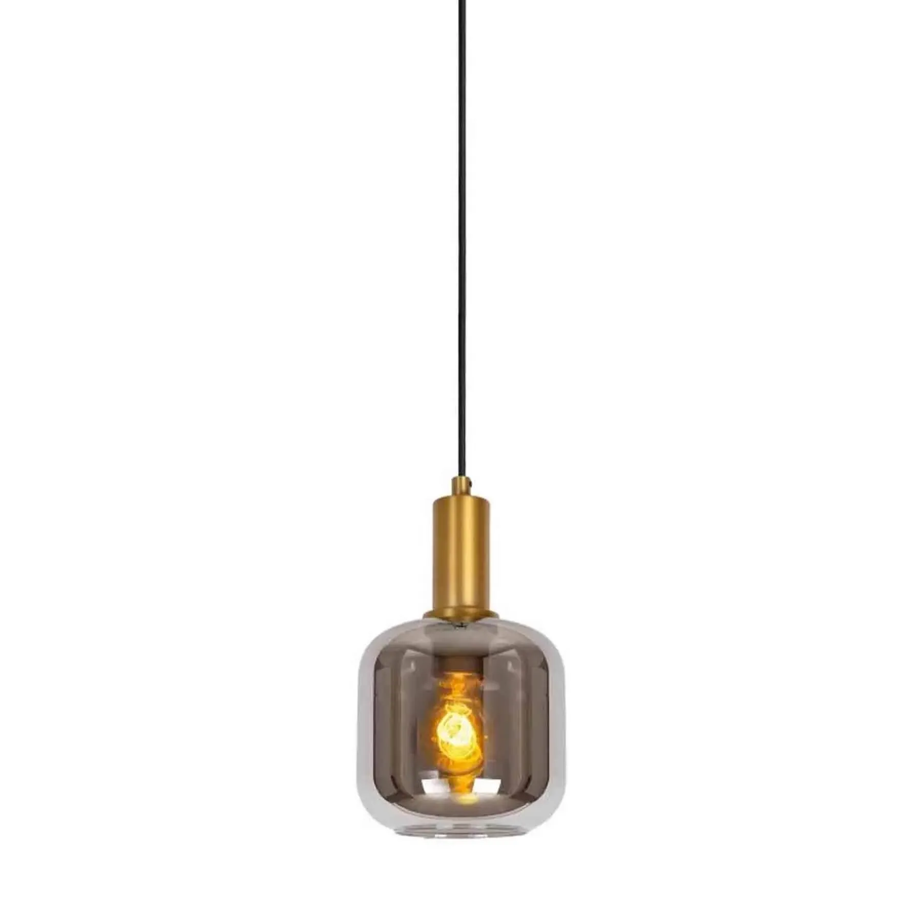 Small Pendant Light with Dimmer - Fumé, Glass image