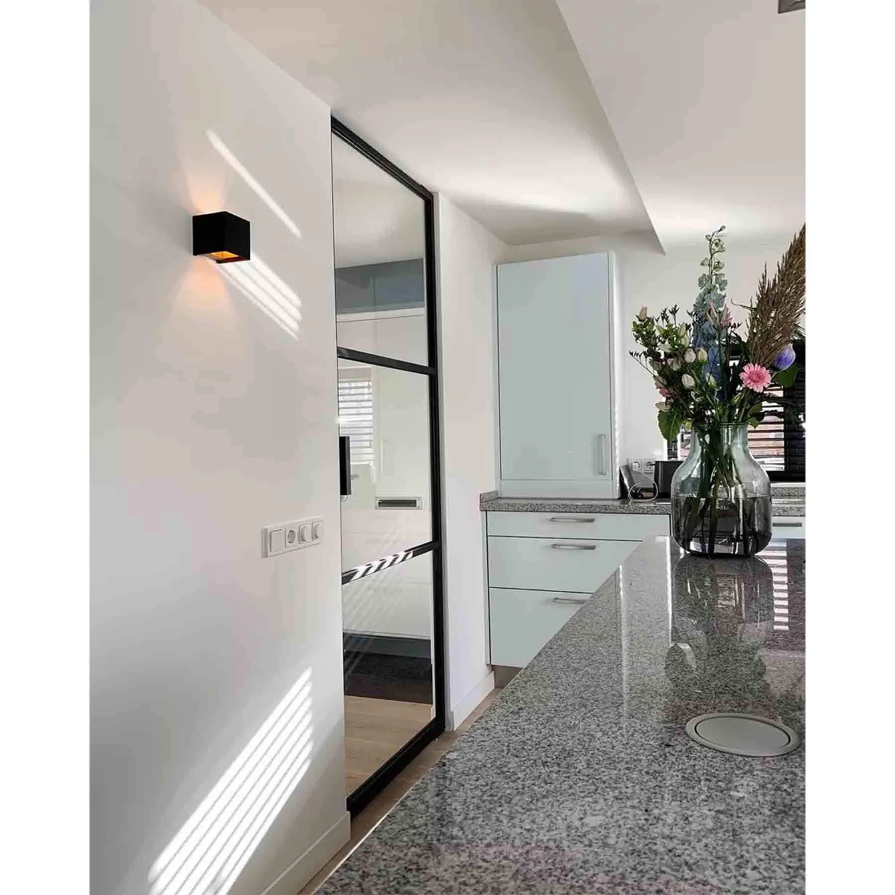 Square Wall Light with Adjustable Slats - Black