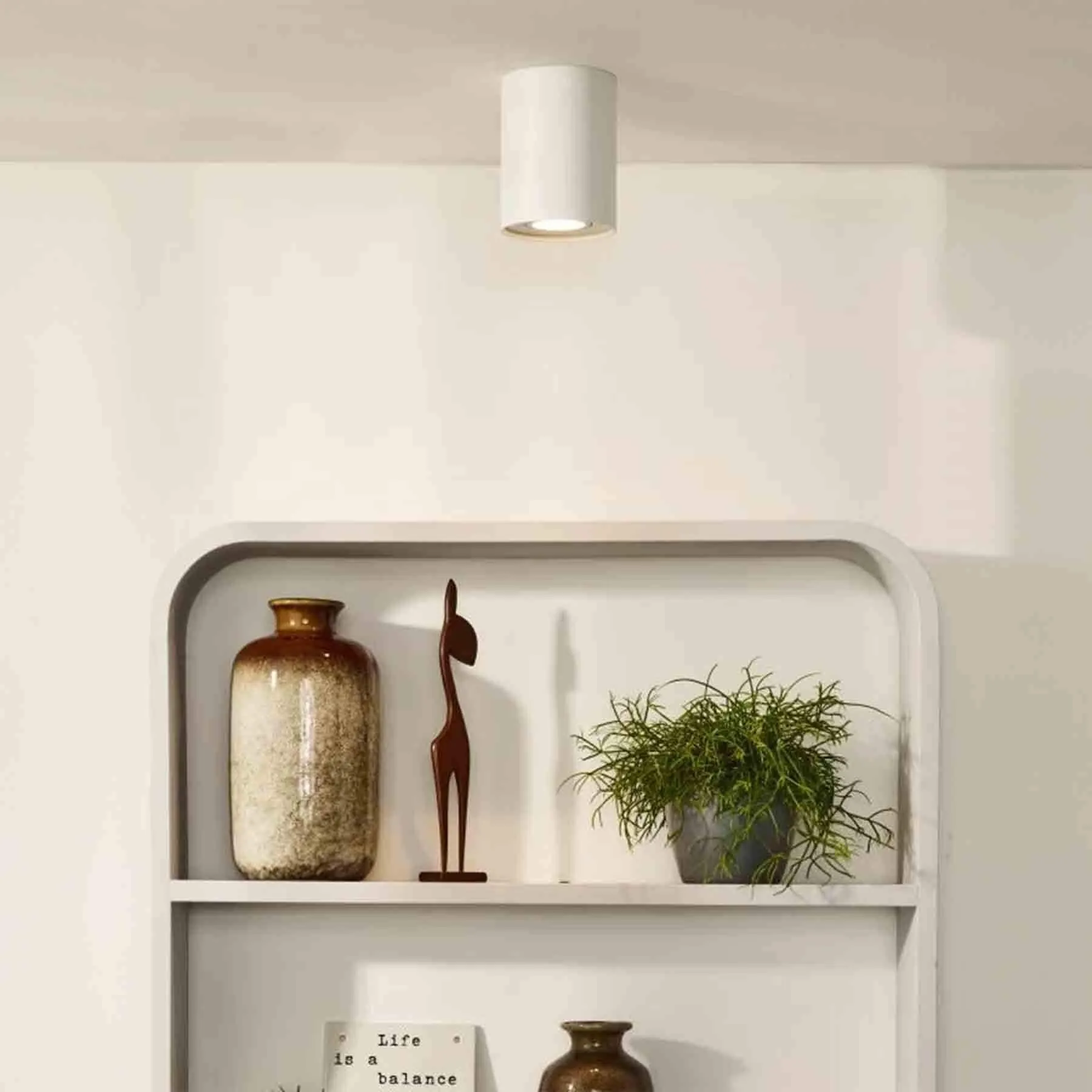 Tube Flush Ceiling Light with 360° Swivel - White, Aluminium