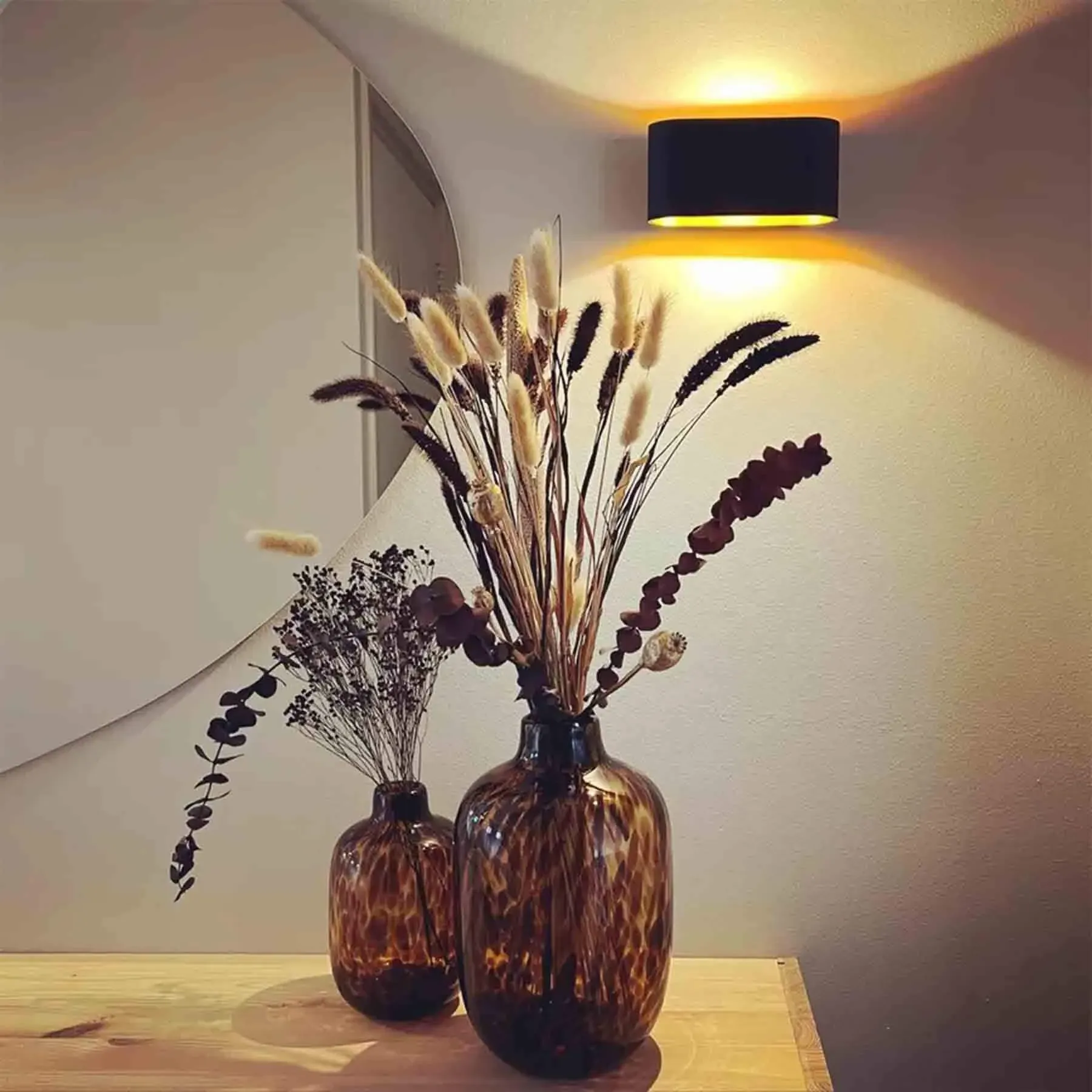 Wall Light with Dual Openings - Black, Gold