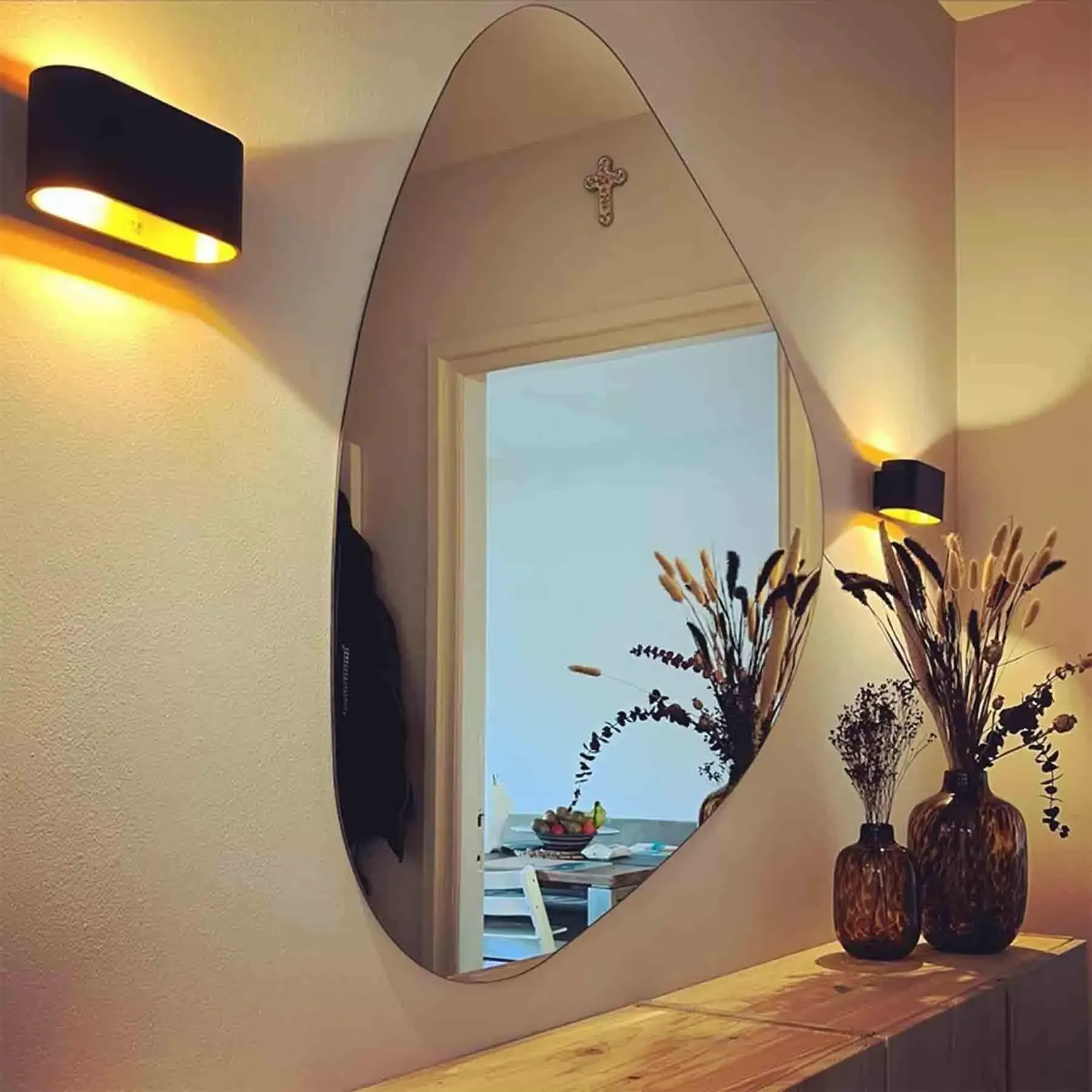 Wall Light with Dual Openings - Black, Gold