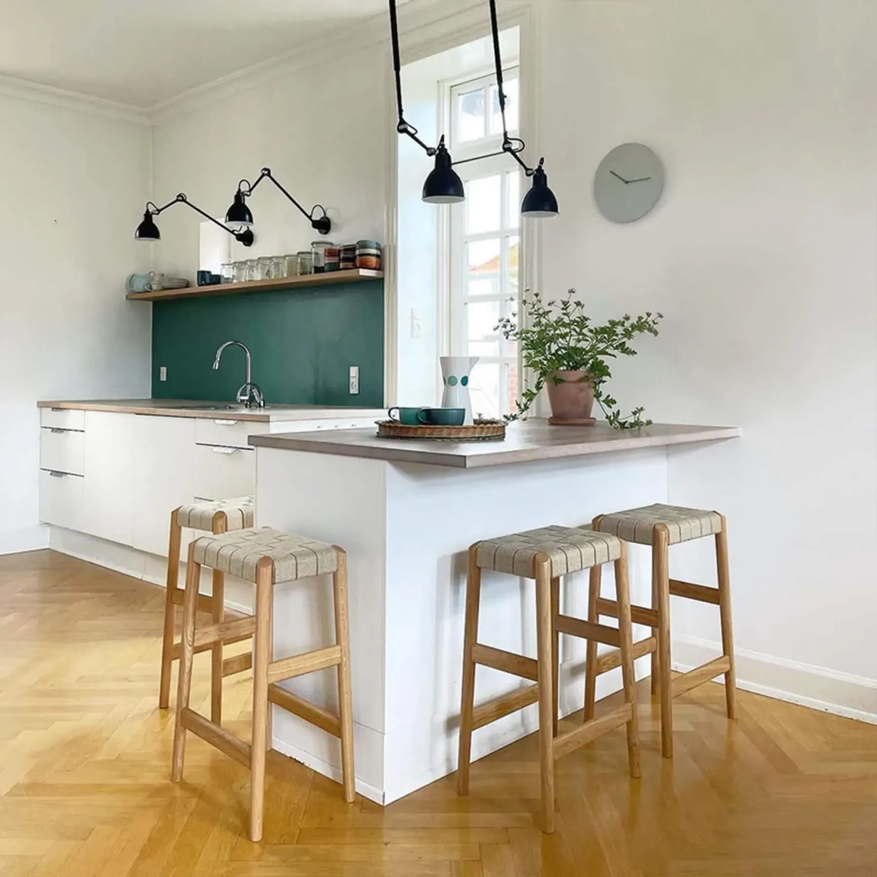 65cm Bar Stool with Upholstery - Natural, Oak