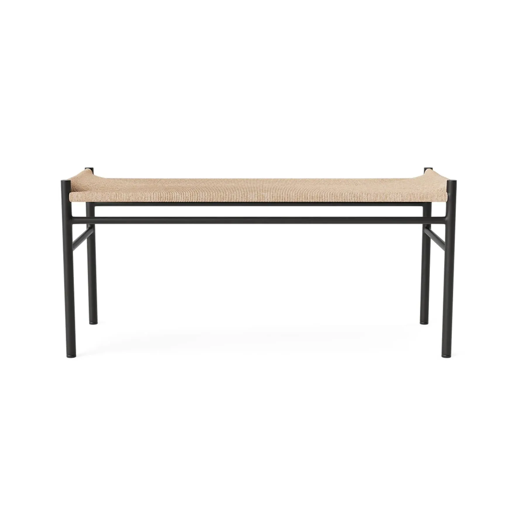 Cord Bench with Paper Braid Weave - Black, Steel image