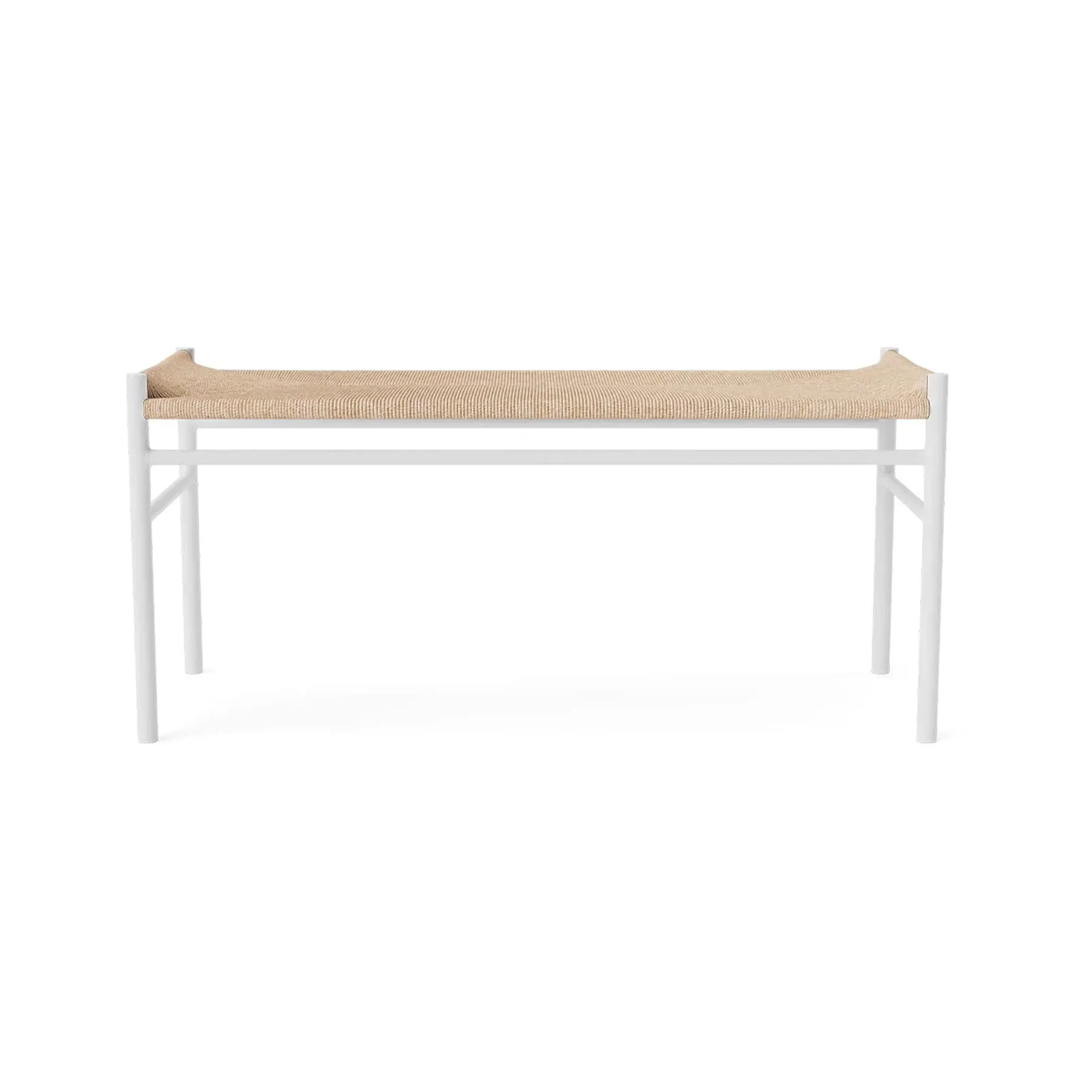 Cord Bench with Paper Braid Weave - White, Steel