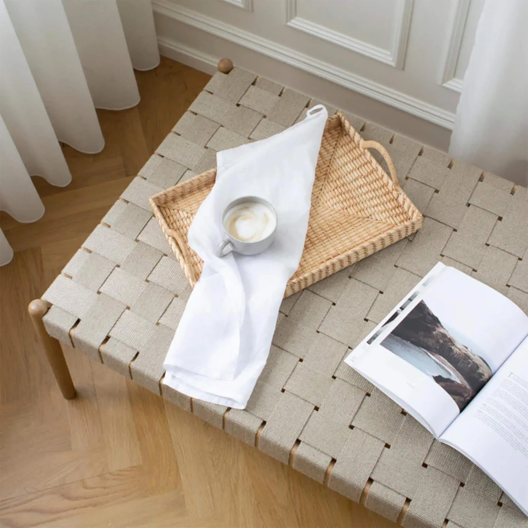 Daybed with Woven Webbing - Oak