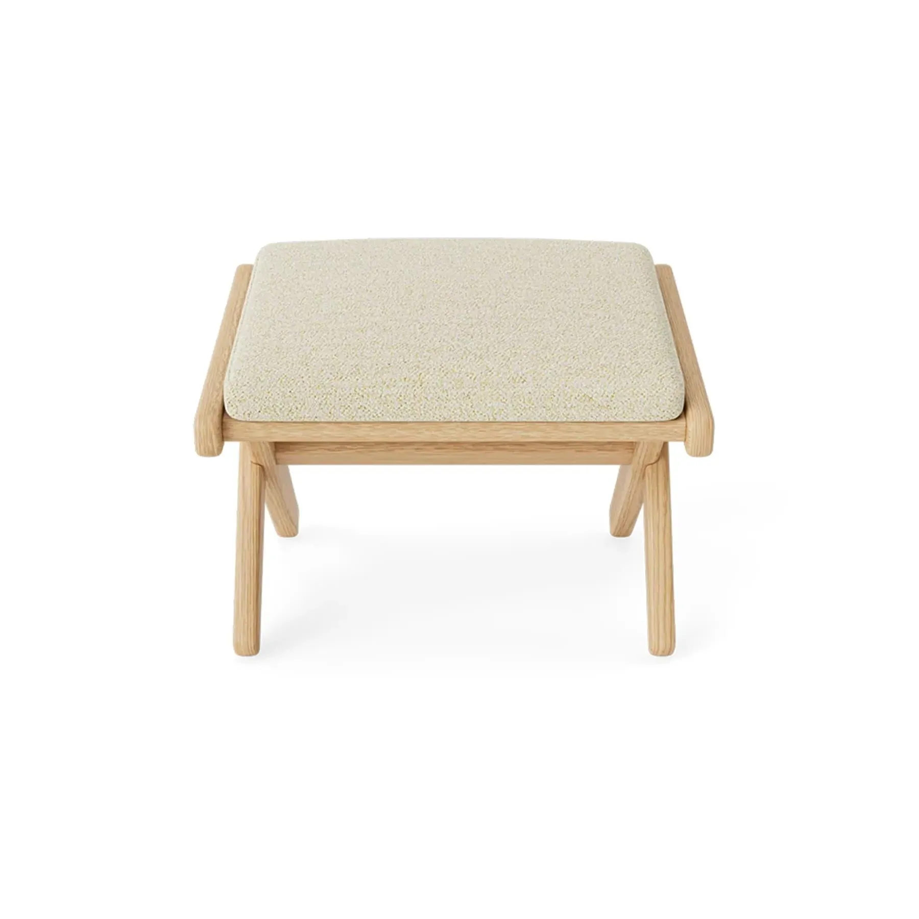 Footstool with Boucle Upholstery - Natural image