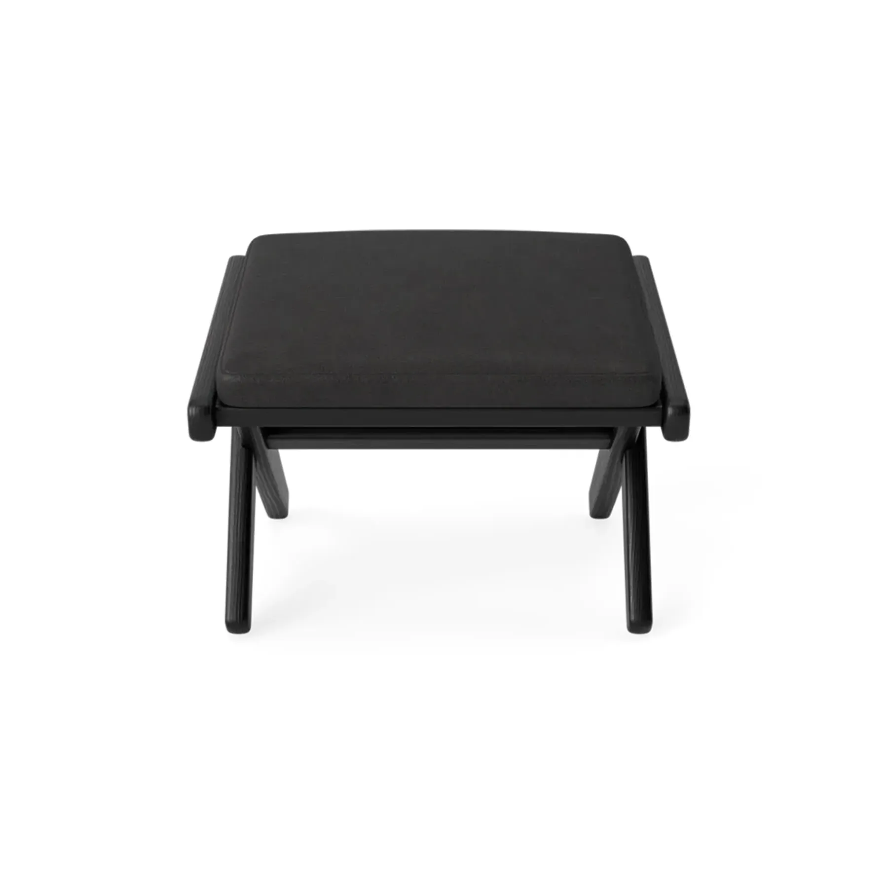 Footstool with Leather Upholstery - Anthracite