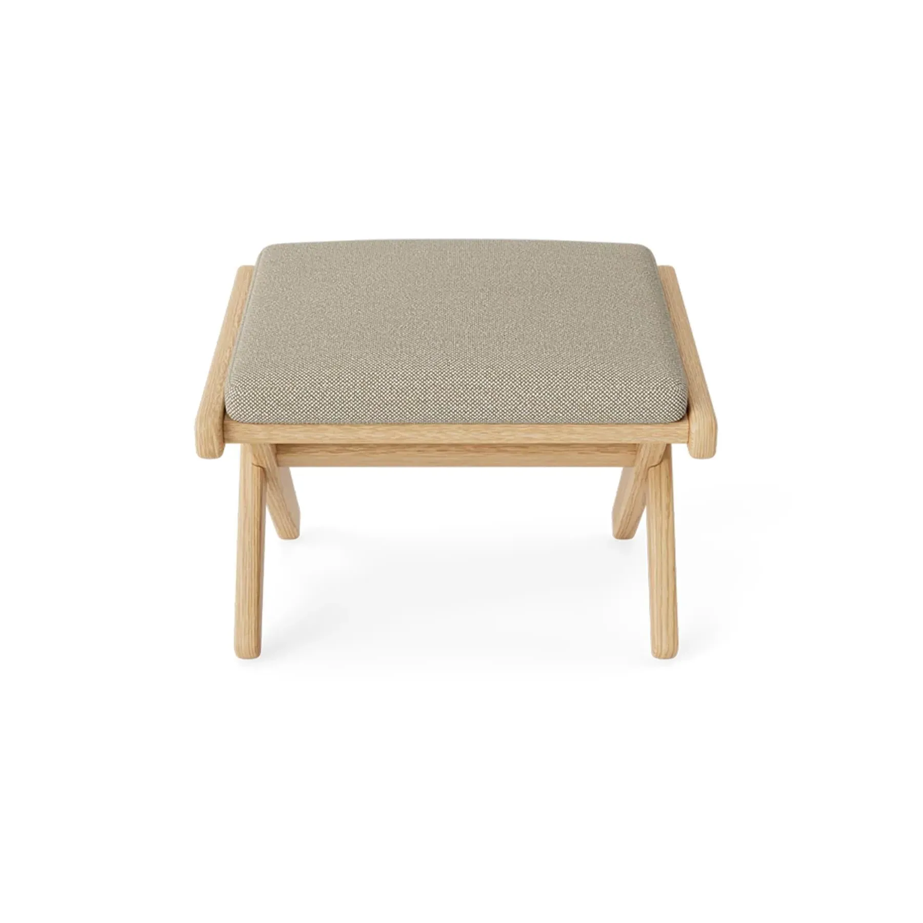 Footstool with Textile Upholstery - Oak