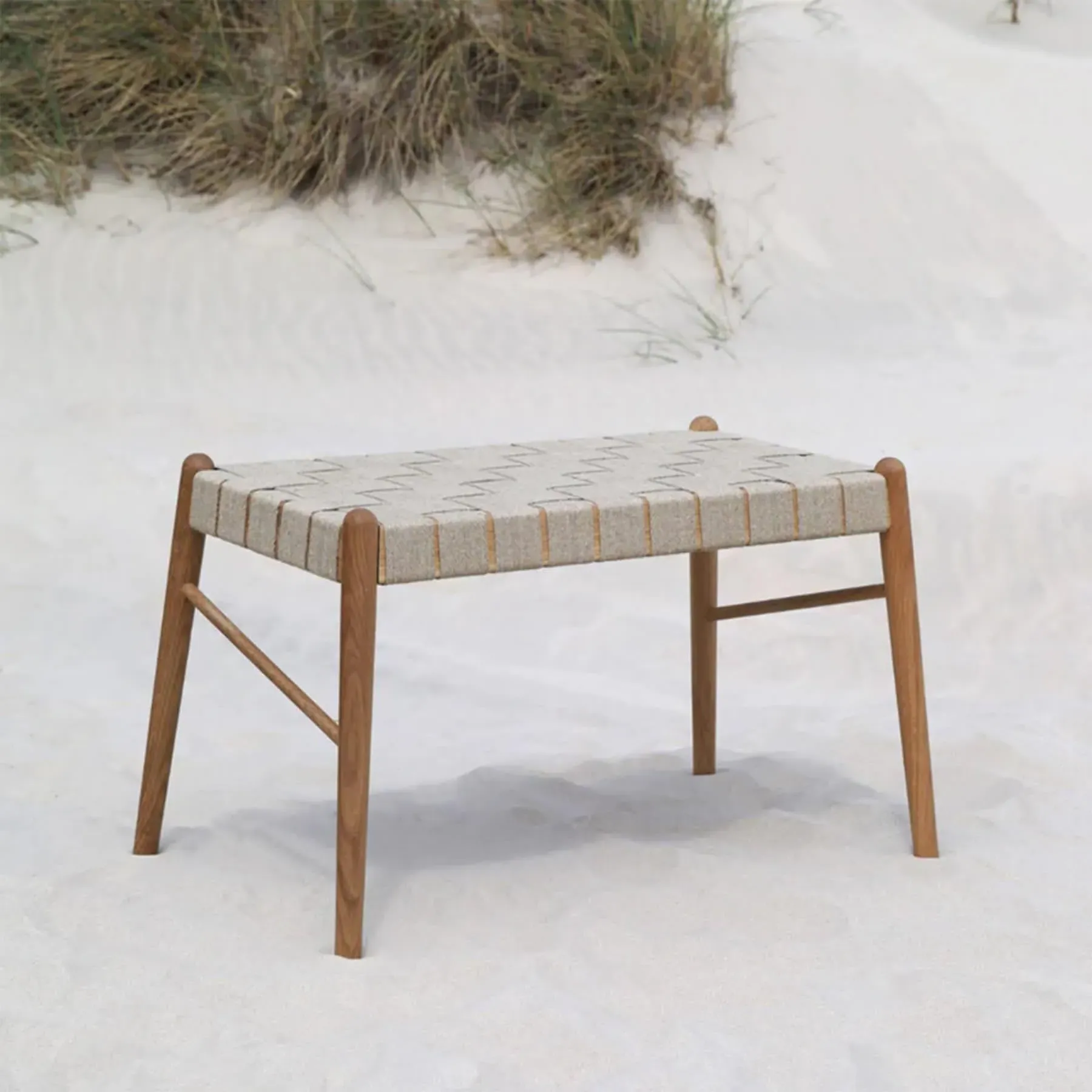 Large Bench with Woven Webbing - Oak