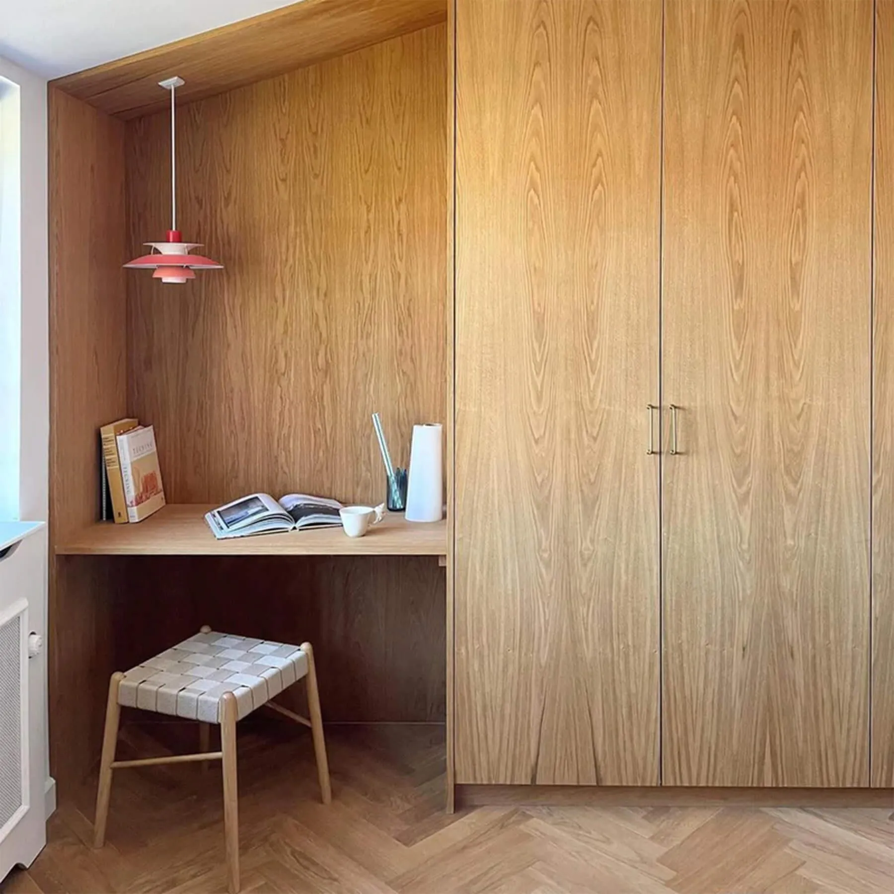 Low Stool with Woven Seat - Natural, Oak