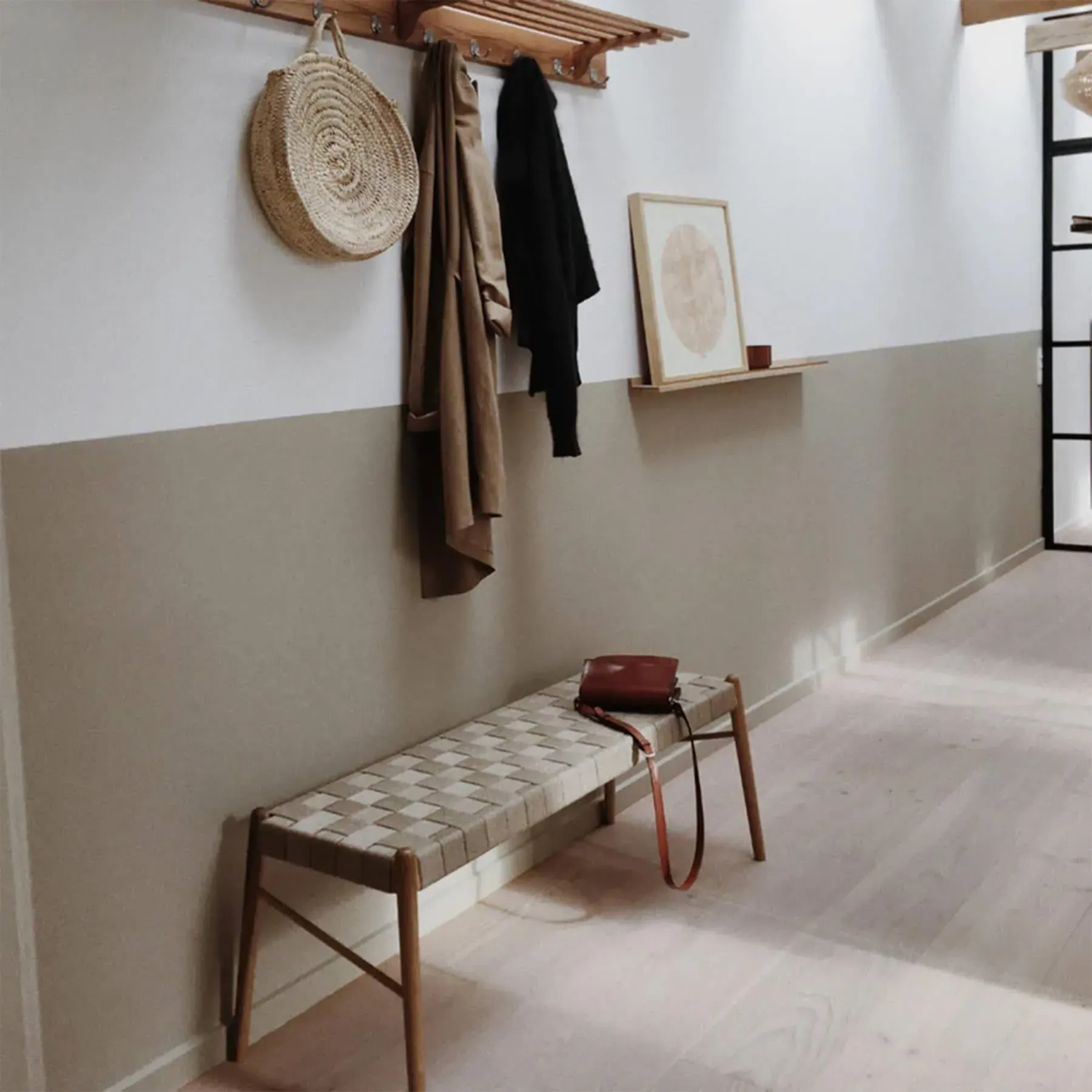 Small Bench with Woven Webbing - Oak