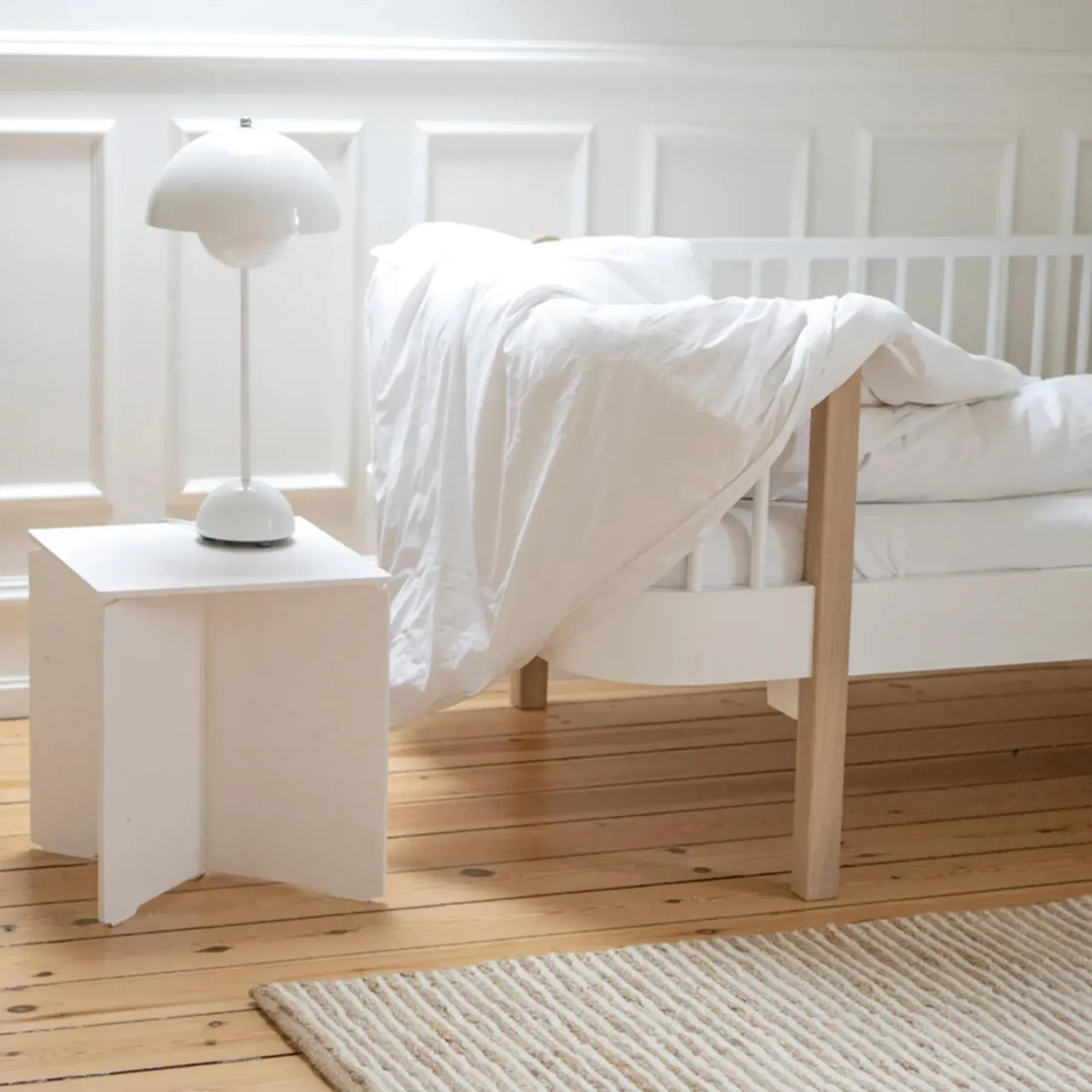 Small Coffee Table with Cross Base - Oak Veneer