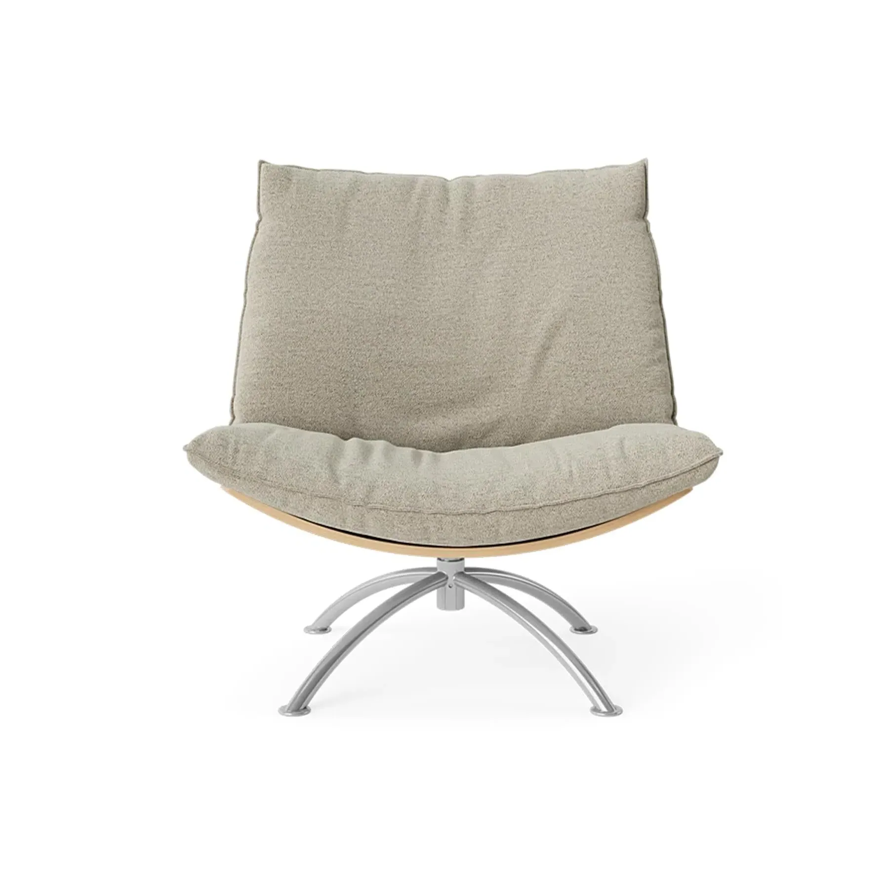 Swivel Armchair with Cushions - Boucle, Oak