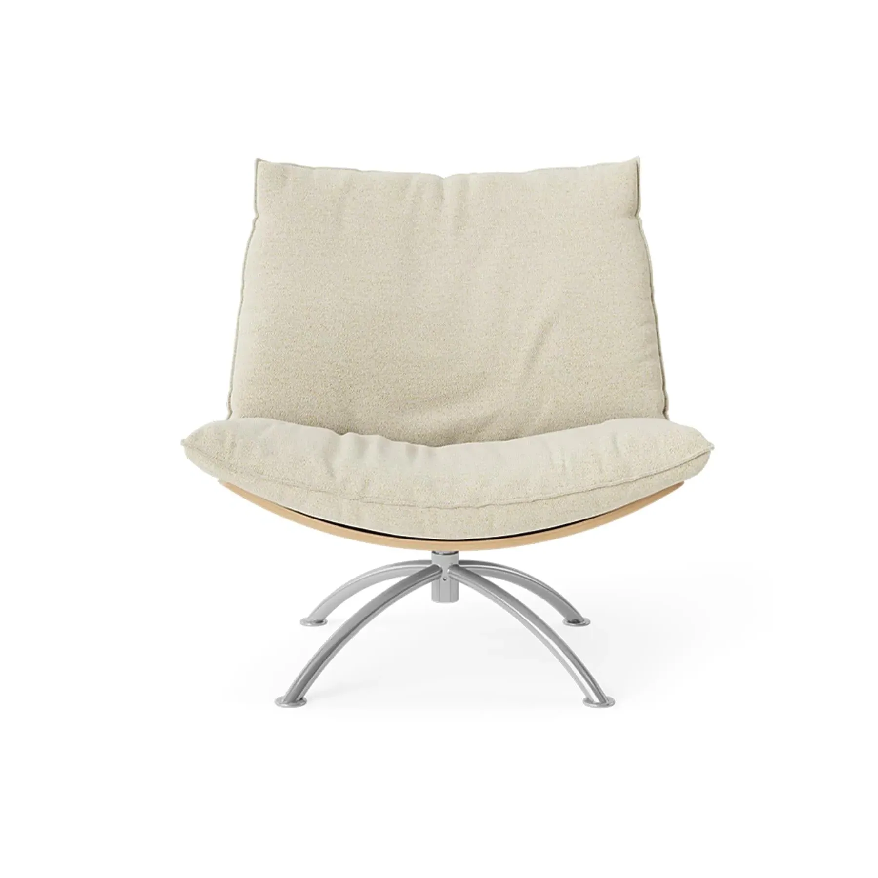 Swivel Armchair with Cushions - Boucle, Oak