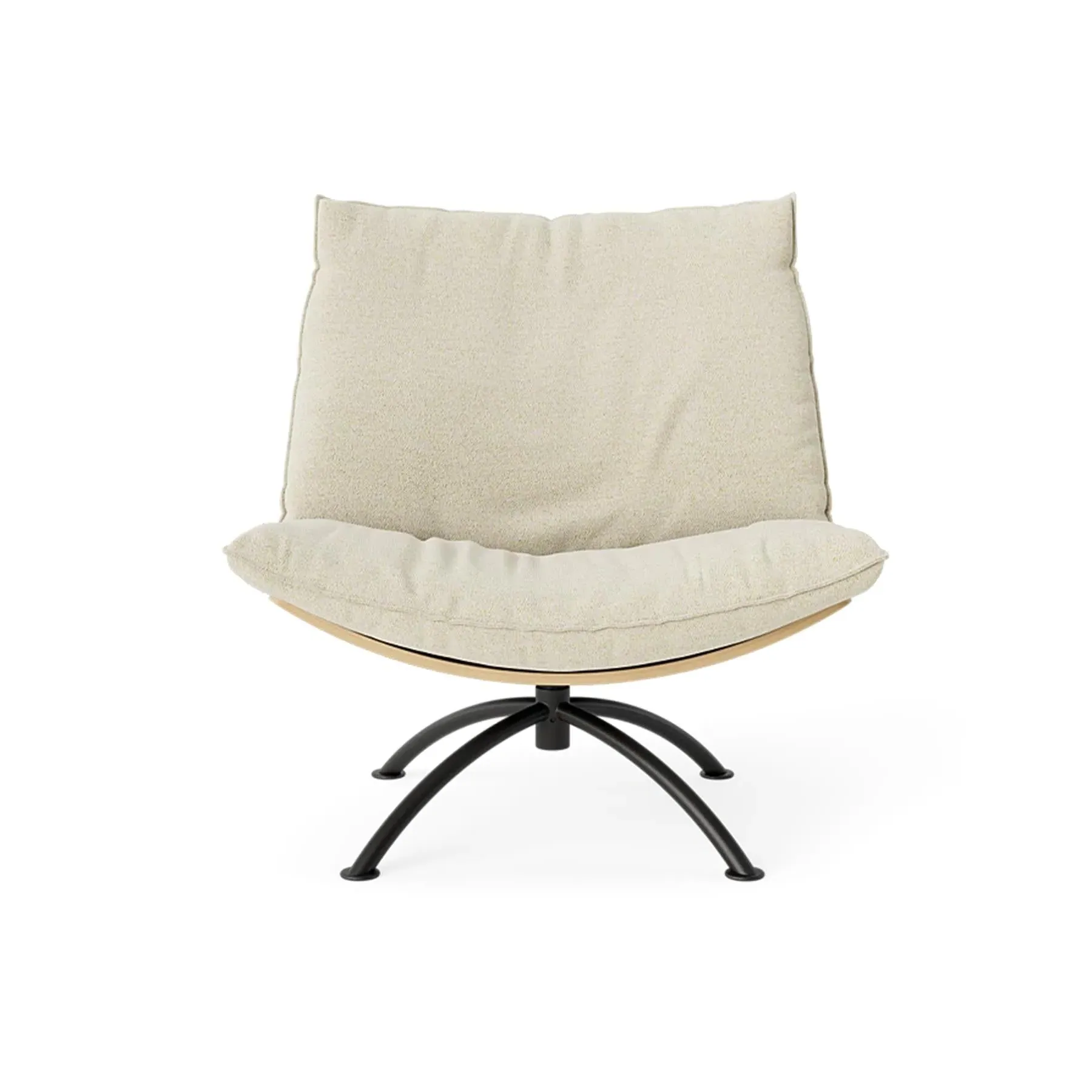 Swivel Armchair with Cushions - Boucle, Oak image