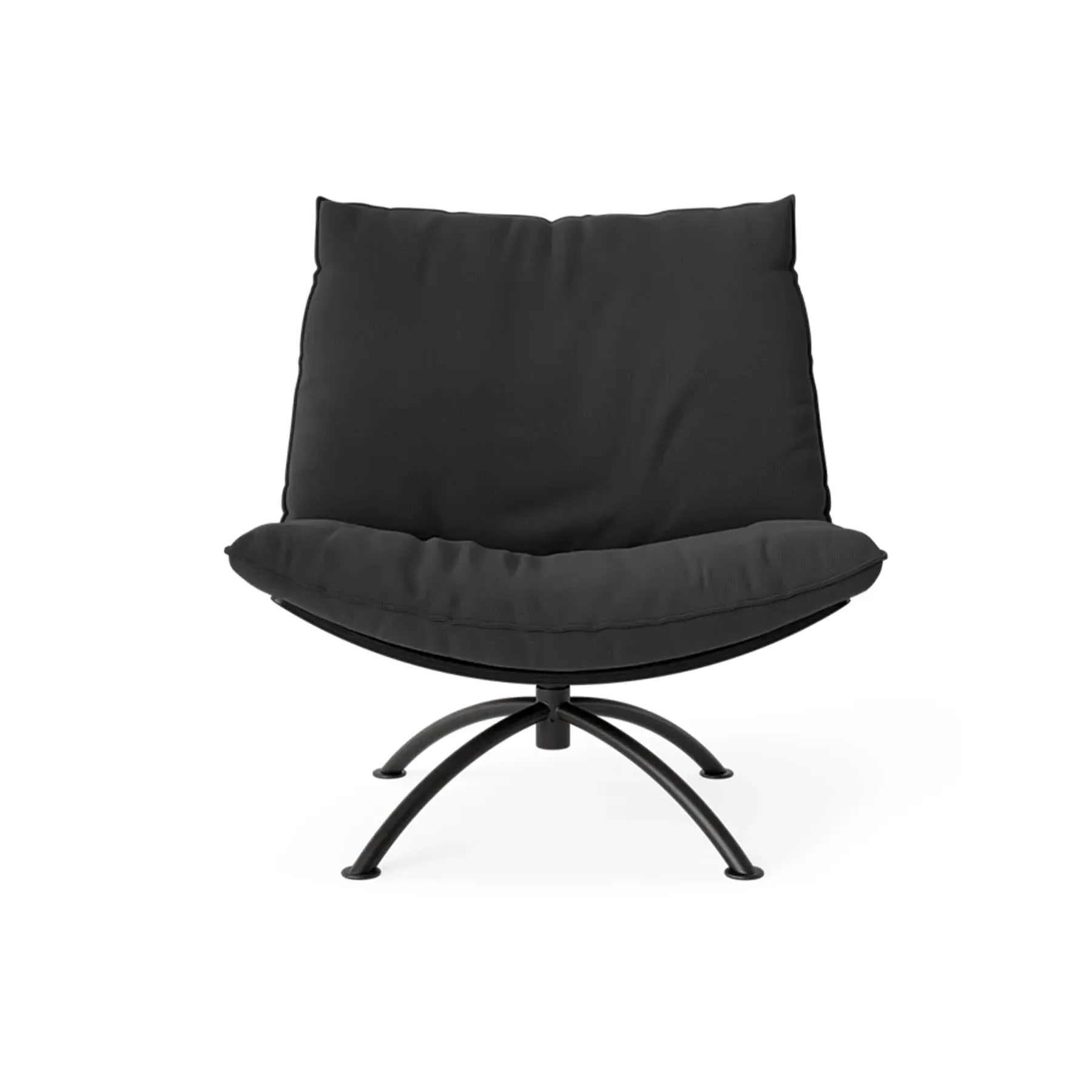 Swivel Armchair with Steel Base - Black, Leather