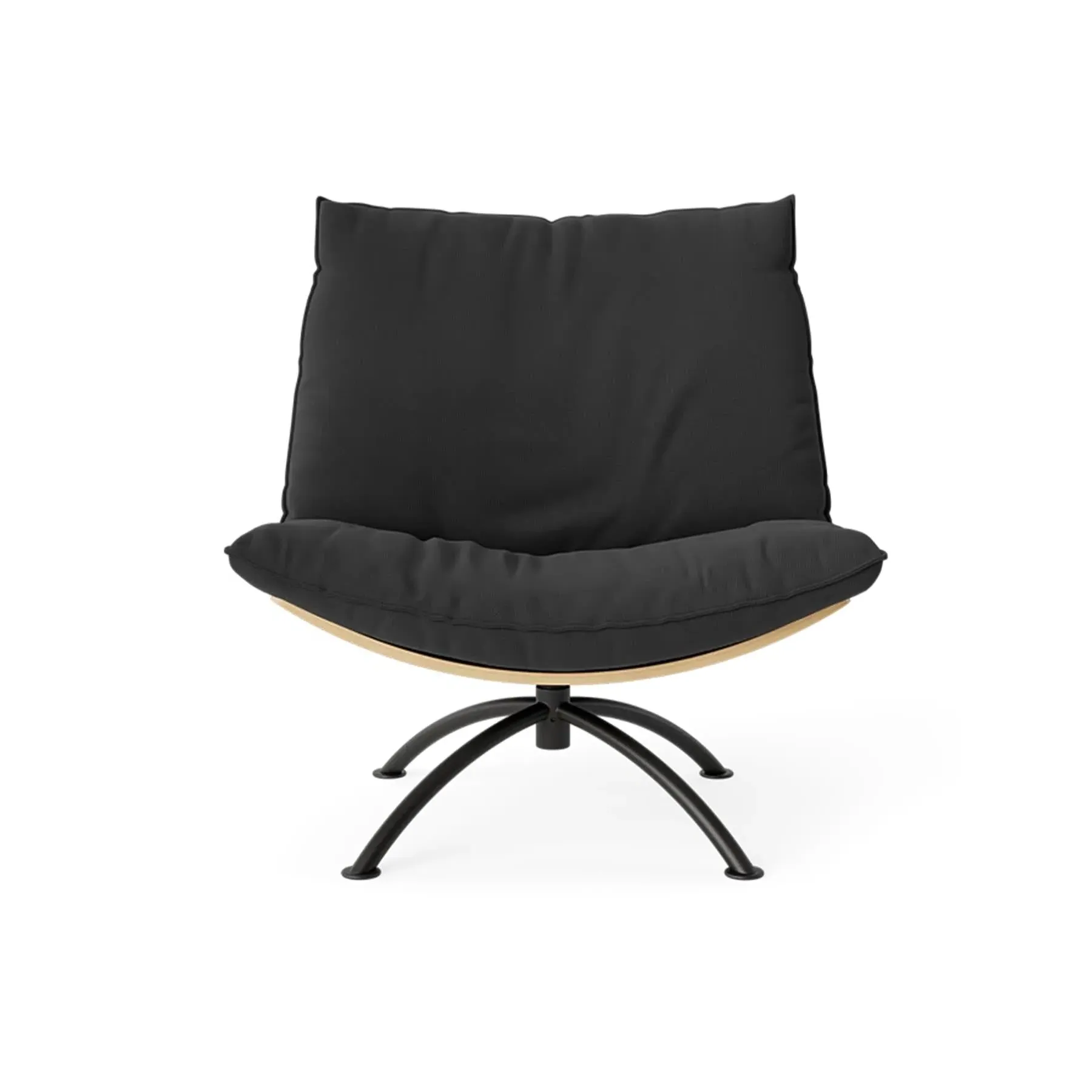 Swivel Armchair with Steel Base - Black, Leather image