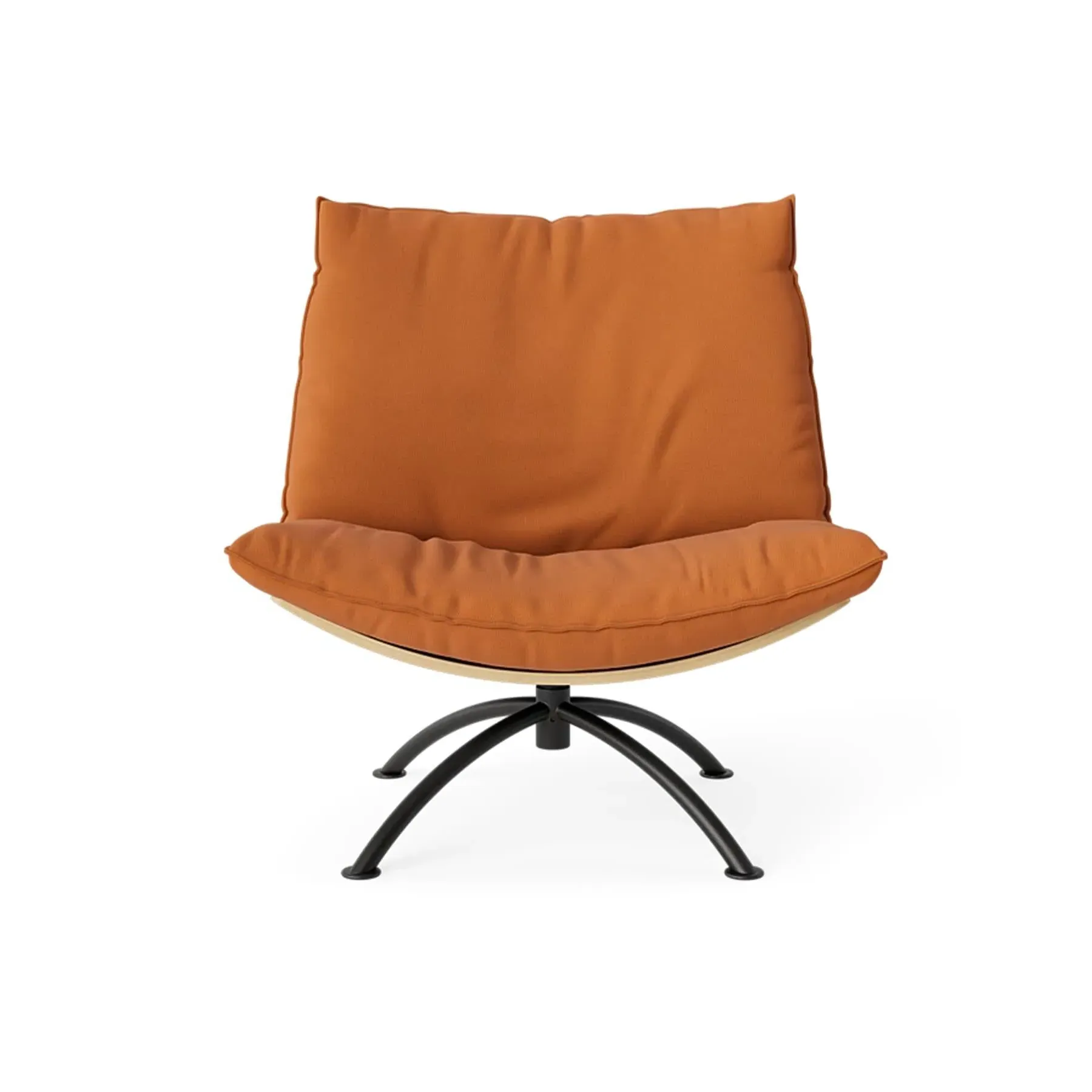 Swivel Armchair with Steel Base - Cognac, Leather