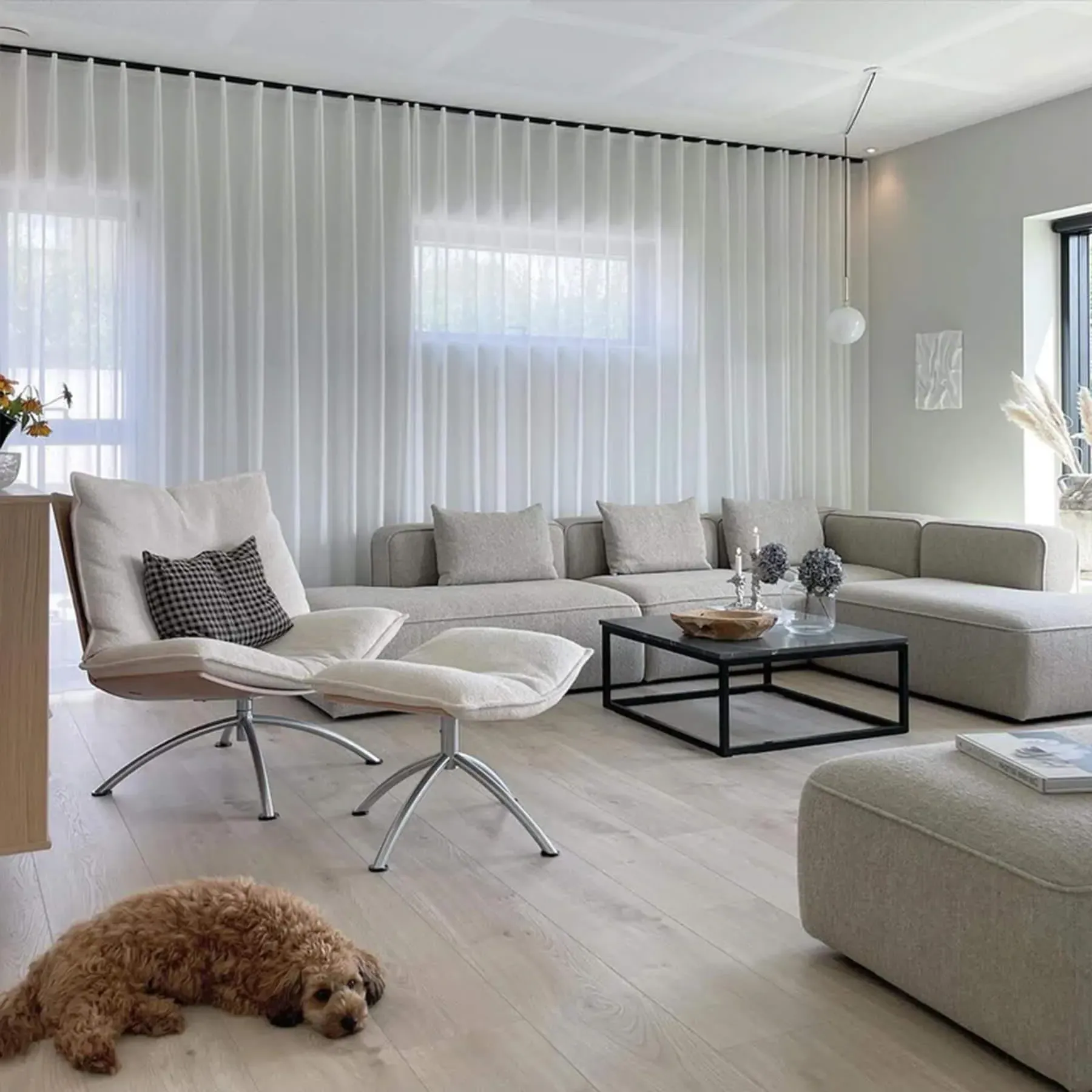 Swivel Stool with Cushion - Beige, Fabric