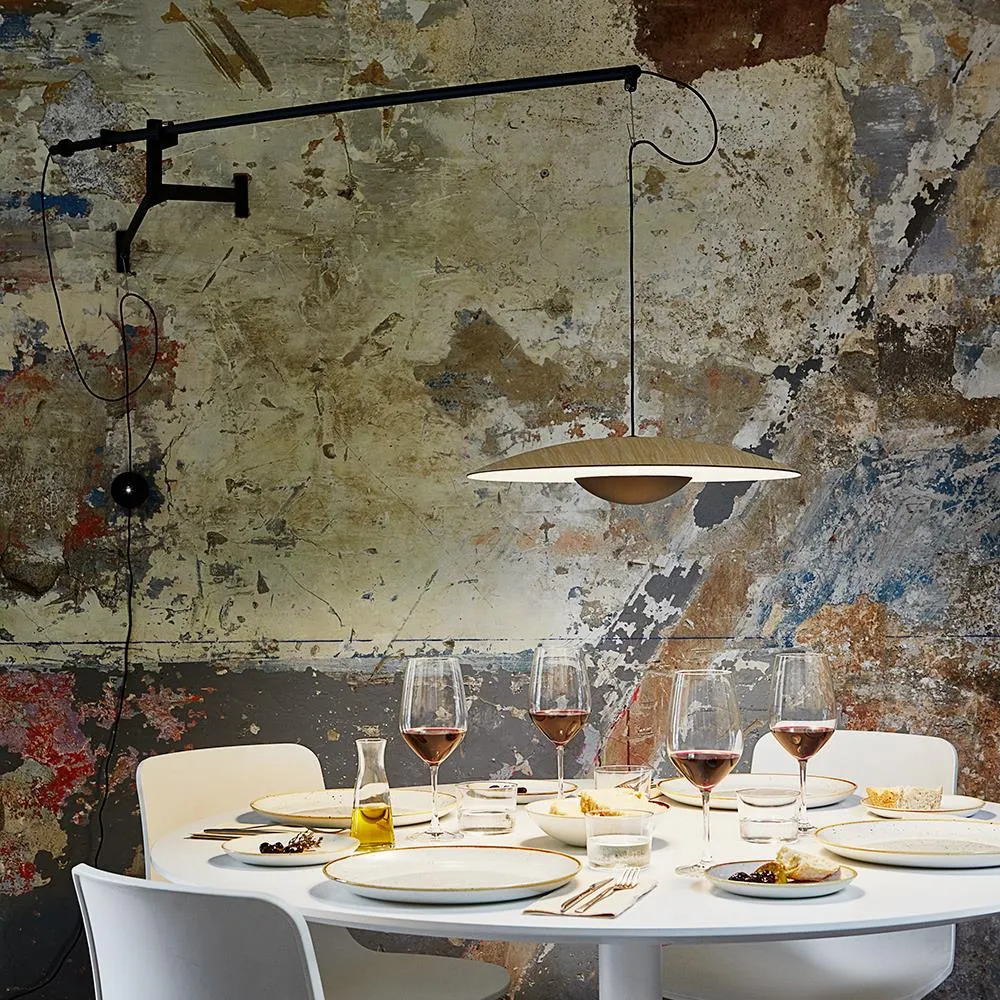 Adjustable Wall Light with Arm - Wenge, Wood