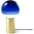 Large Table Lamp with Glass Shade - Blue, Brass