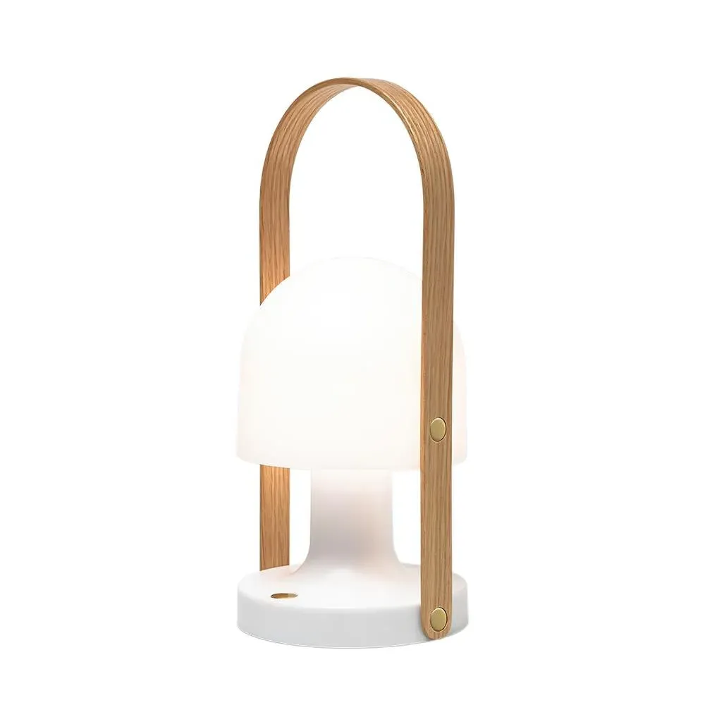 Portable Table Lamp Rechargeable - White, Oak
