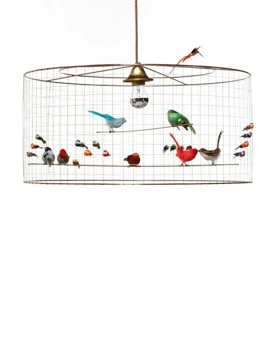 Large Pendant Light Birdcage Design - Copper Wire