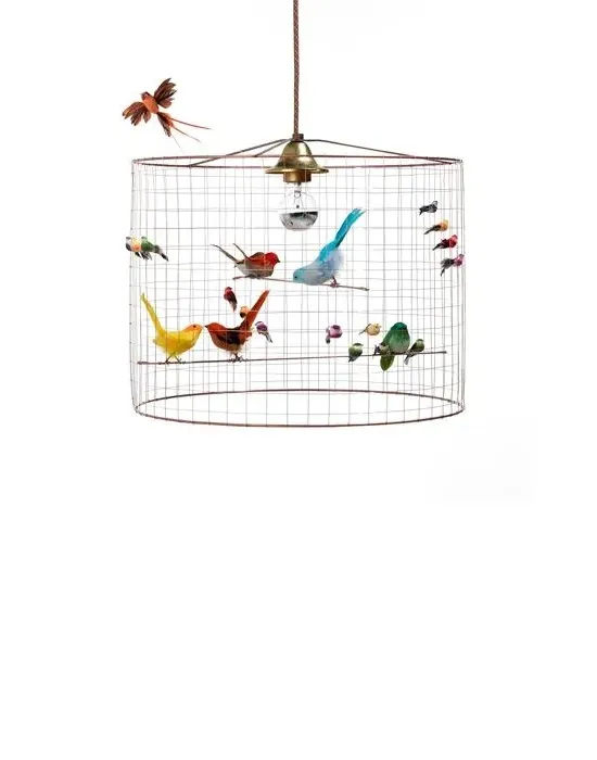 Medium Pendant Light Birdcage Design - Copper Wire