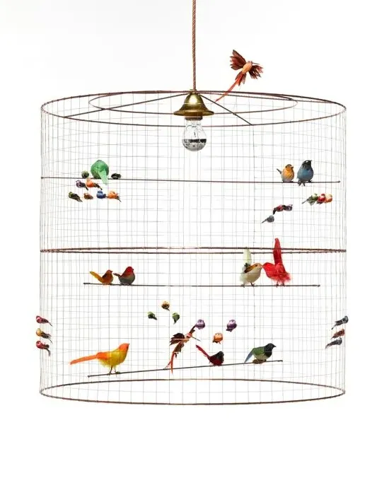 Small Pendant Light Birdcage Design - Copper Wire