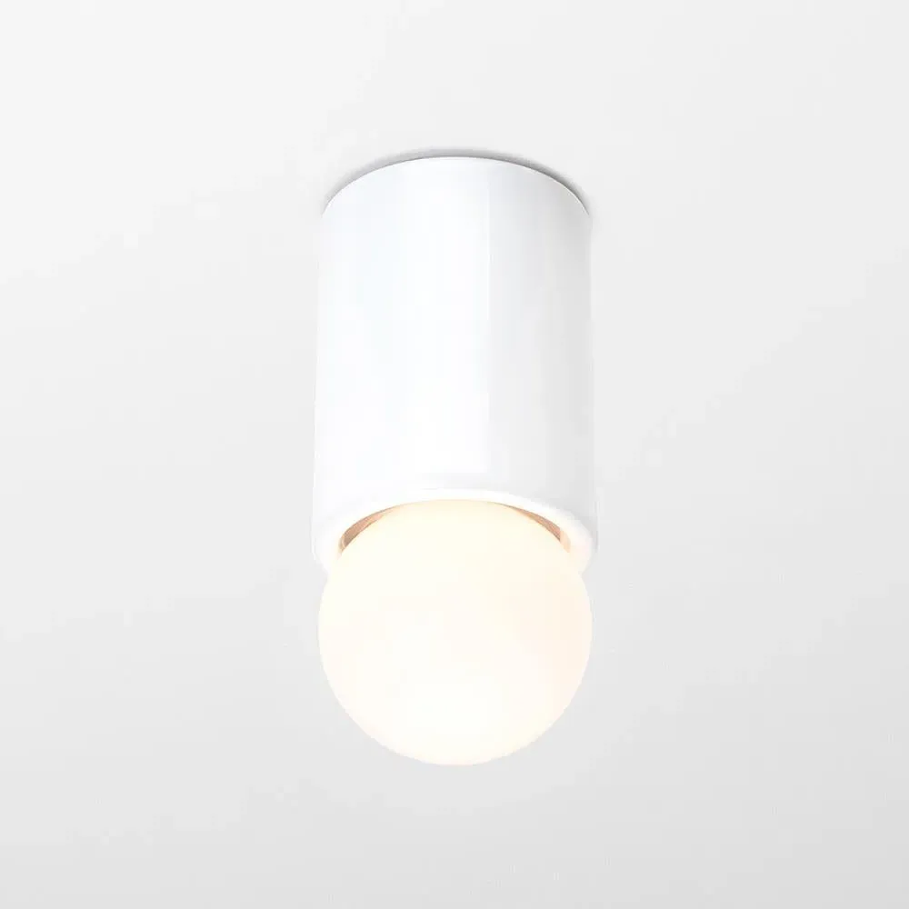 Ceiling Light with Opal Glass - White, Porcelain image