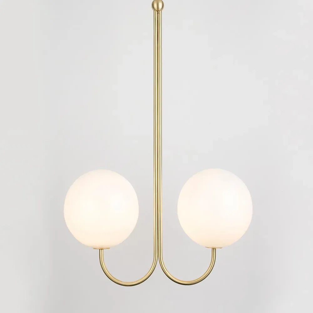 Double Pendant Light - Satin Brass, Glass