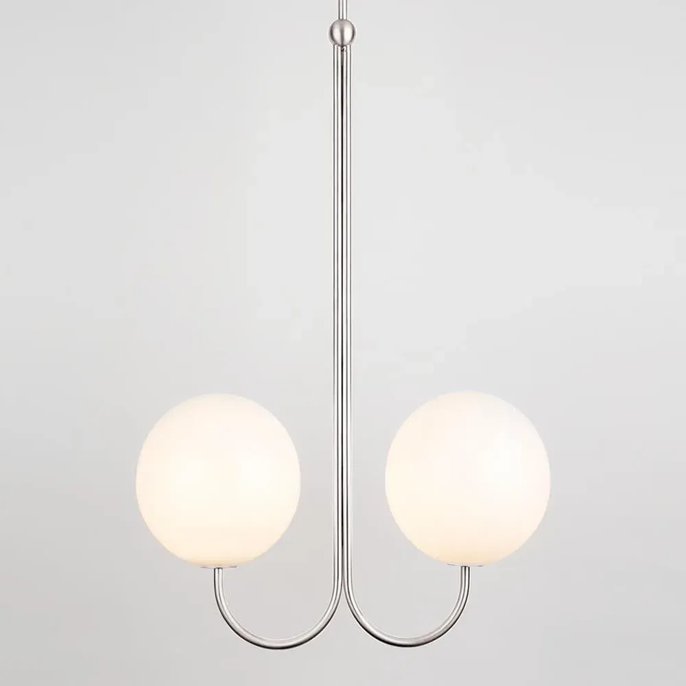 Double Pendant Light - Satin Nickel, Brass