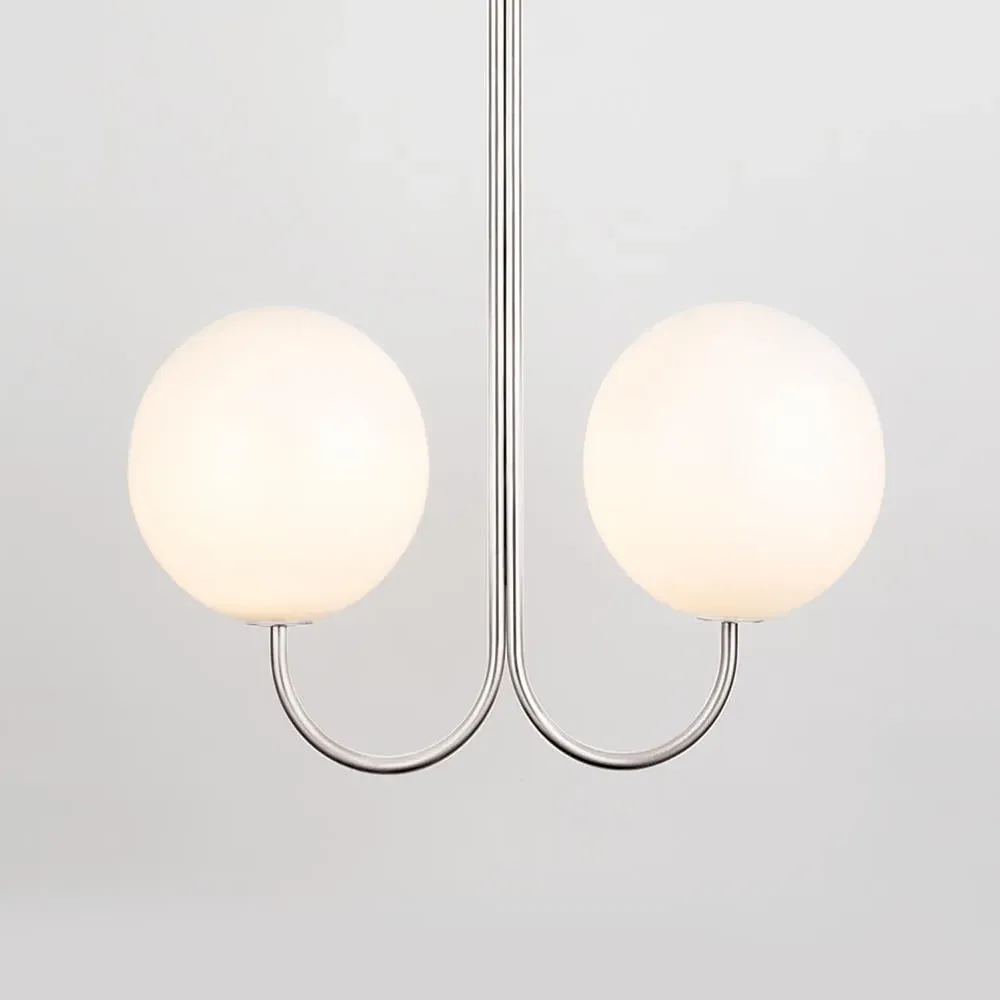 Double Pendant Light - Satin Nickel, Brass