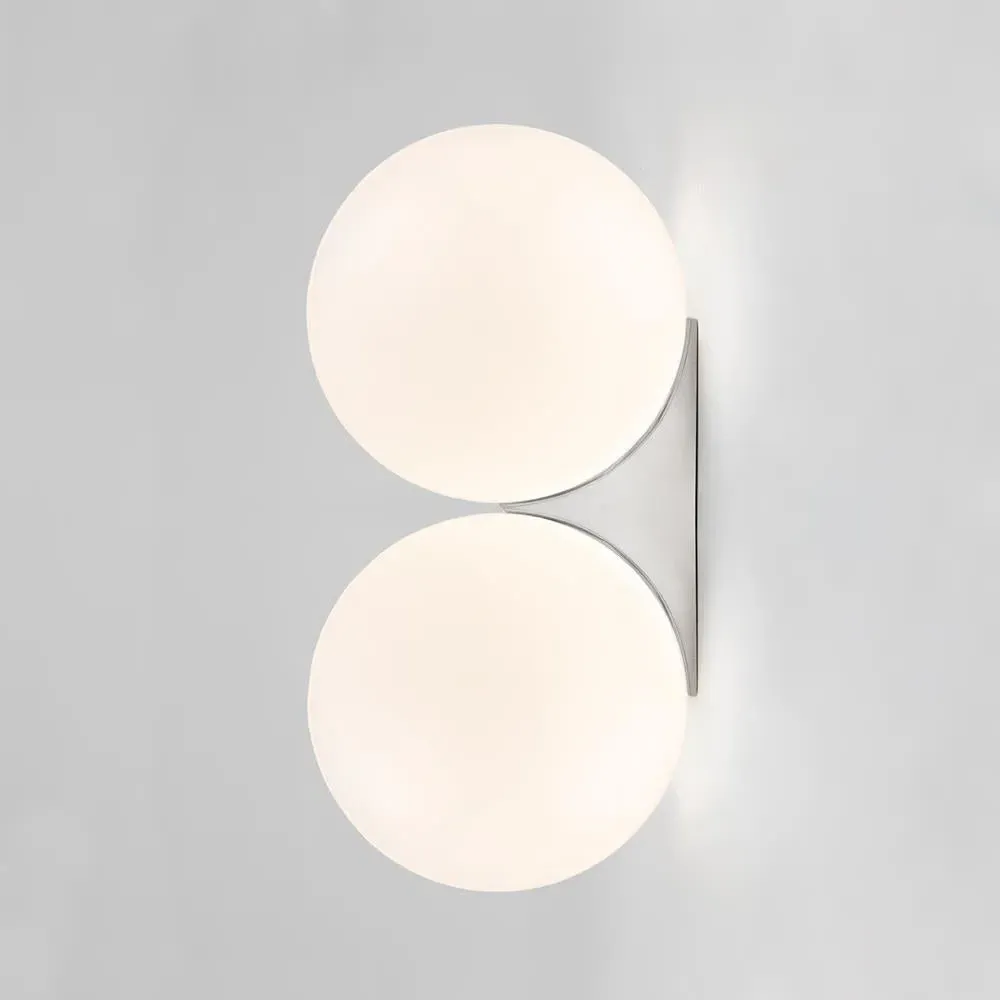 Double Wall Sconce with Globe - Nickel, Glass
