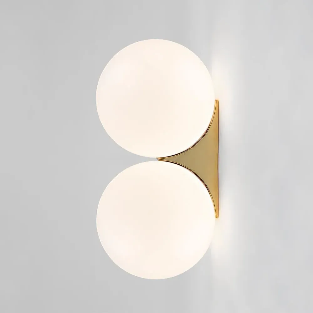Double Wall Sconce with Globe - Nickel, Glass