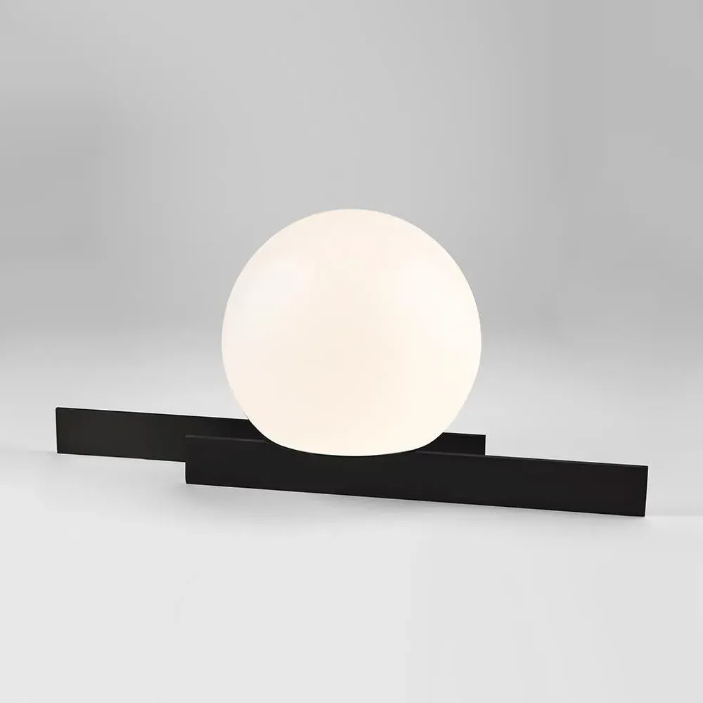 Table Lamp with Glass Globe - Satin Nickel, Brass