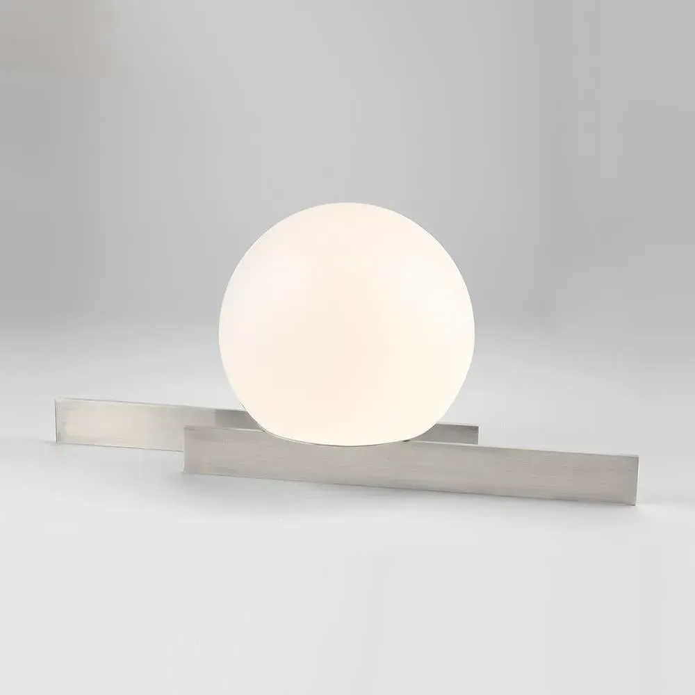 Table Lamp with Glass Globe - Satin Nickel, Brass