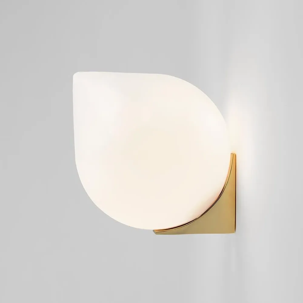 Teardrop Wall Light with Opaline Shade - Black Brass