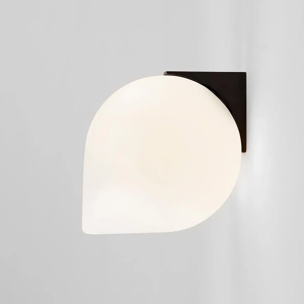 Teardrop Wall Light with Opaline Shade - Polished Nickel