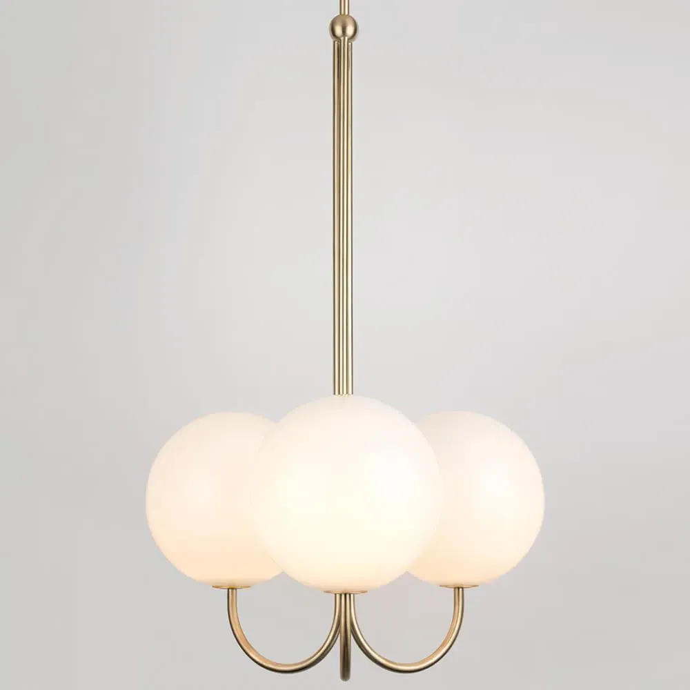 Triple Pendant Light - Satin Brass, Glass